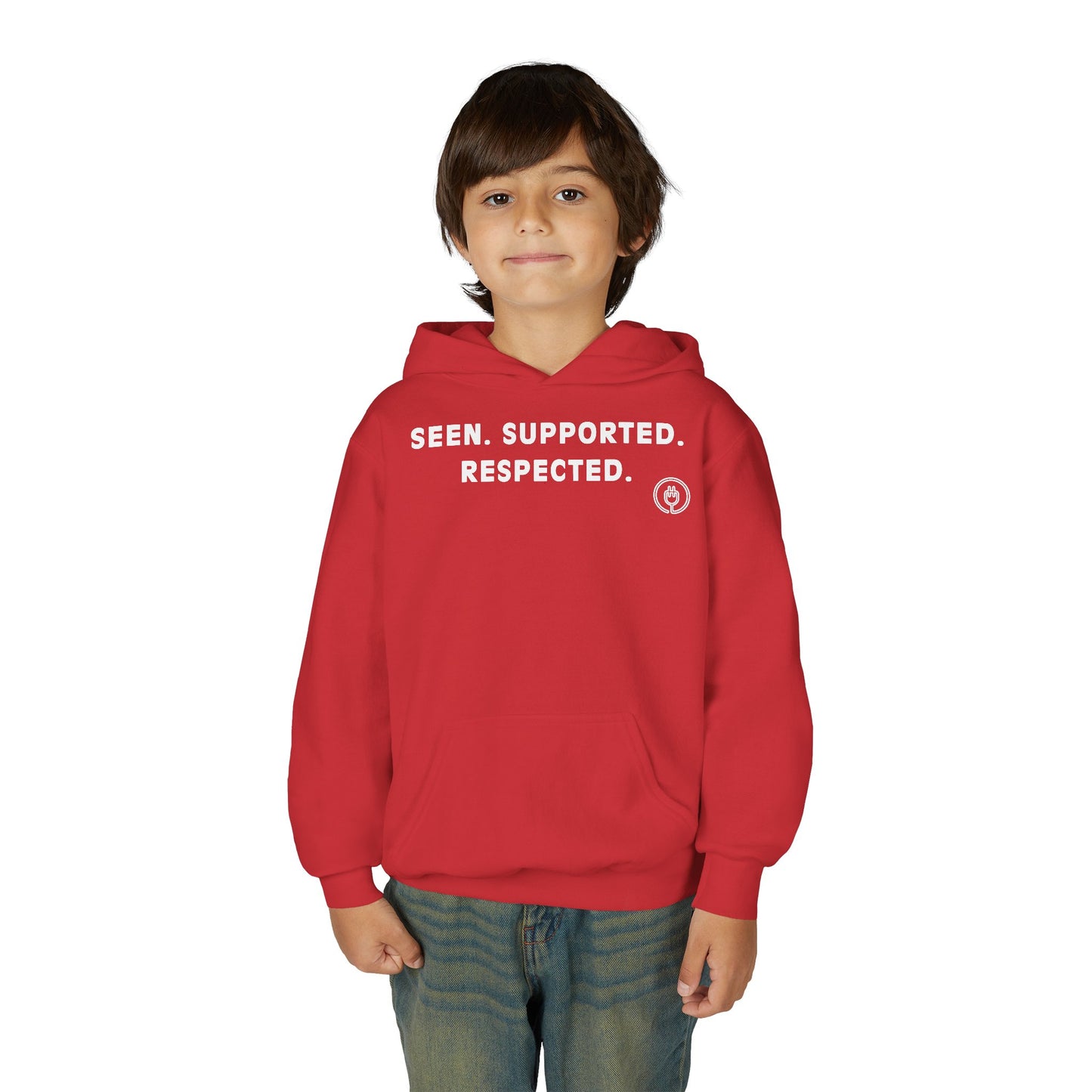 Youth Hoodie — "Seen. Supported. Respected." Empowerment Pullover