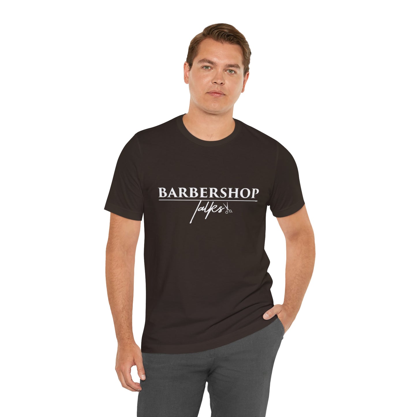 Barbershop Talk Tee — Casual Barber Shop Graphic T-Shirt