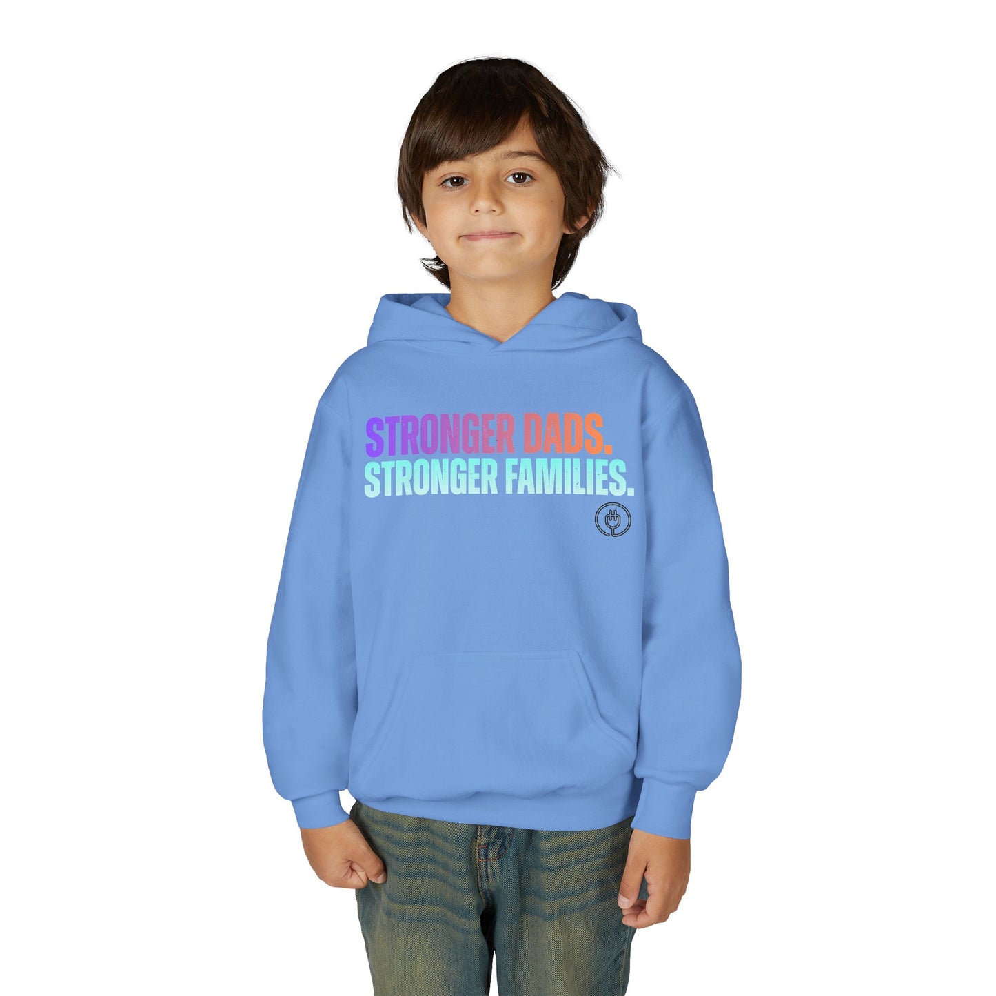 Youth Hoodie - "Stronger Dads. Stronger Families." Pastel Empowerment Pullover