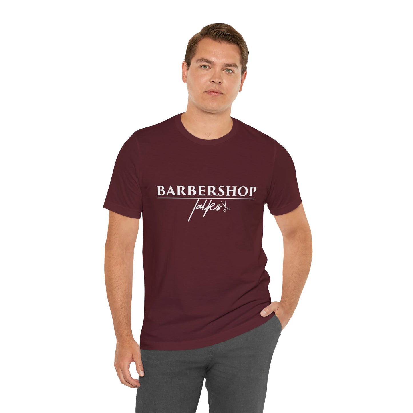 Barbershop Talk Tee — Casual Barber Shop Graphic T-Shirt