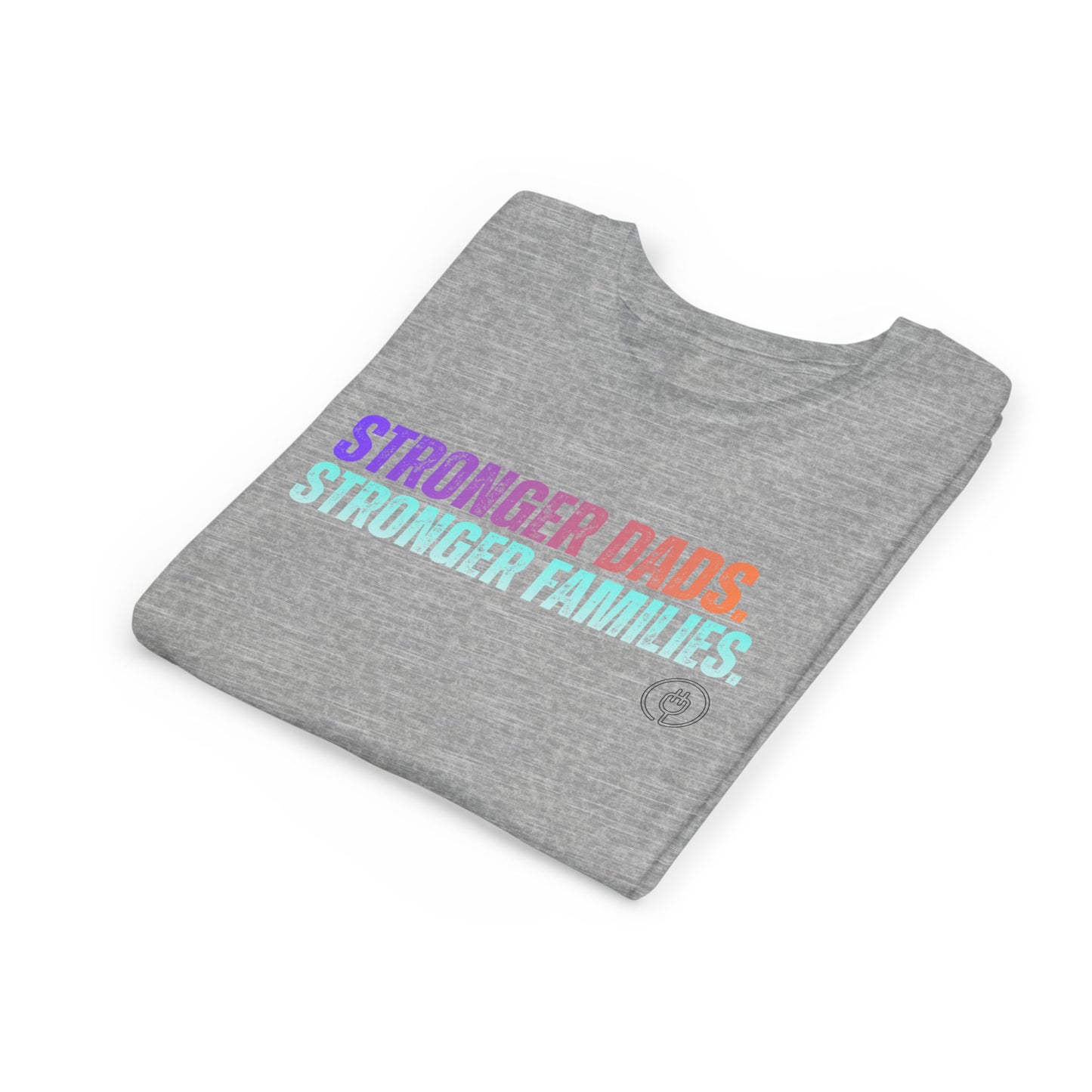 Youth Tee — "Stronger Dads. Stronger Families." Pastel Gradient Kids Shirt