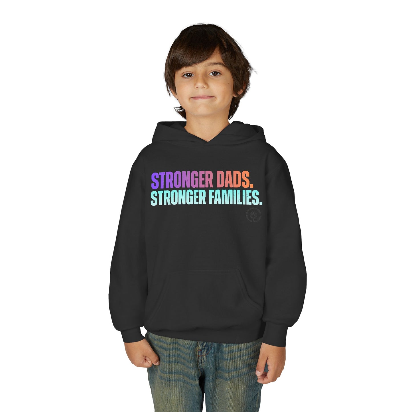Youth Hoodie - "Stronger Dads. Stronger Families." Pastel Empowerment Pullover