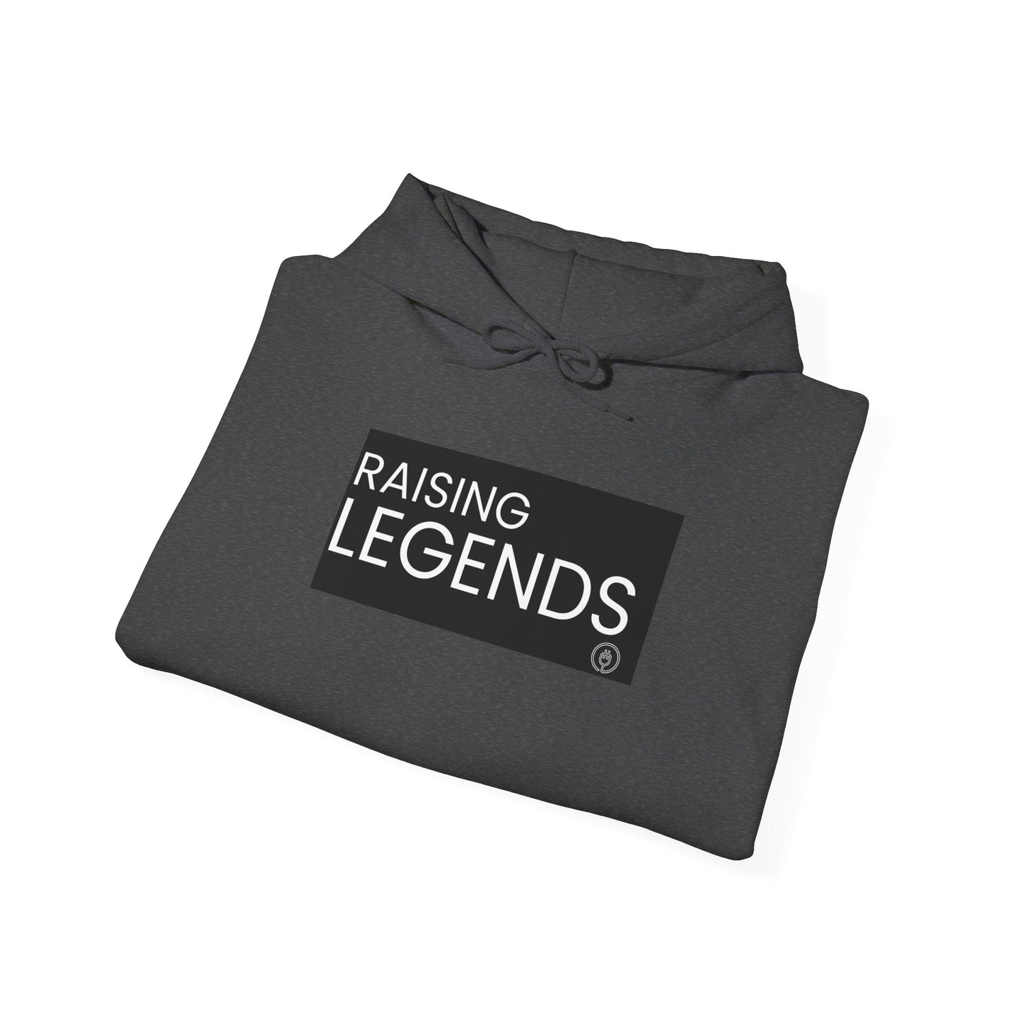 Raising Legends Hoodie - Bold Black Box Text Sweatshirt for Parents & Mentors