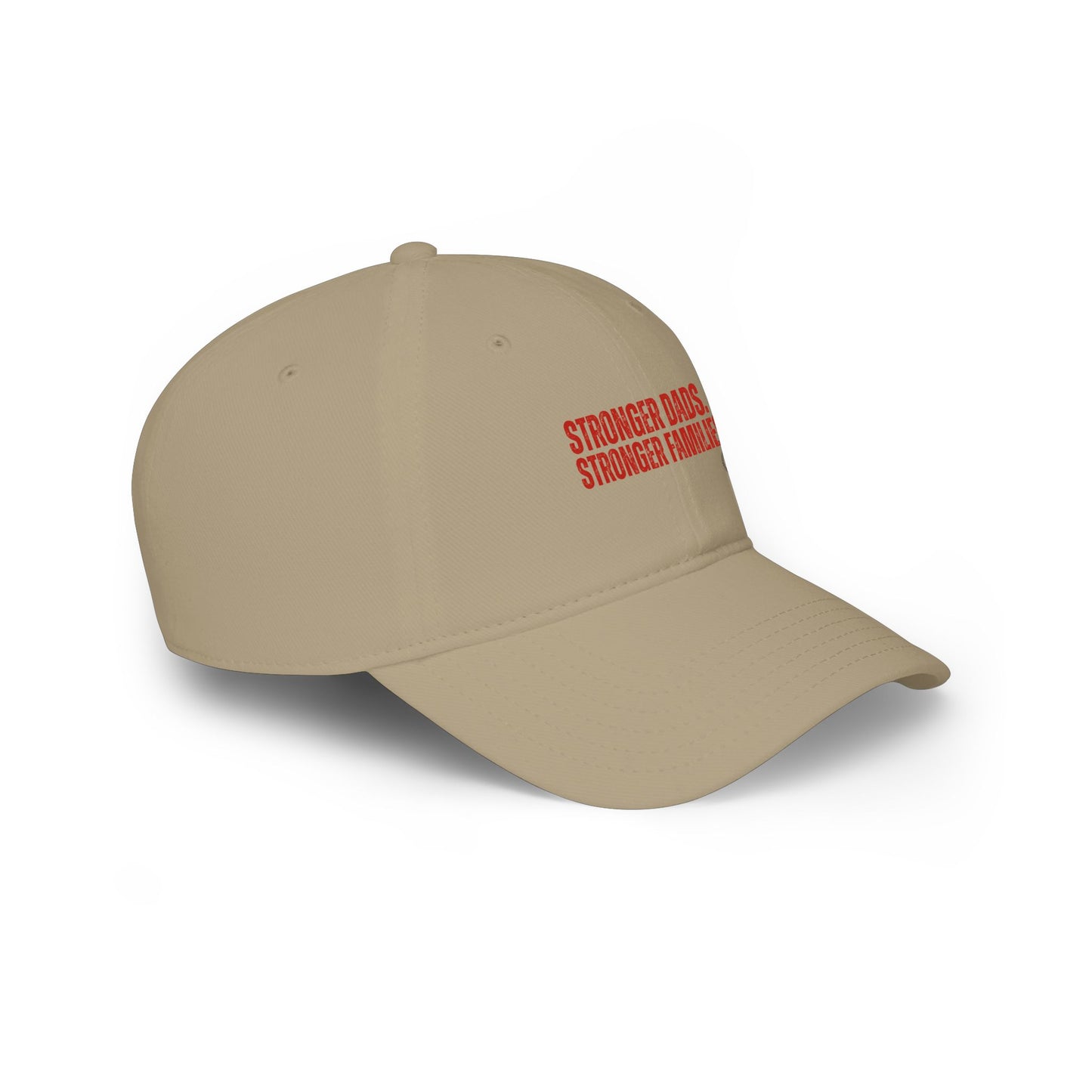 Stronger Dads, Stronger Families Baseball Cap — Embroidered Red Text Dad Hat
