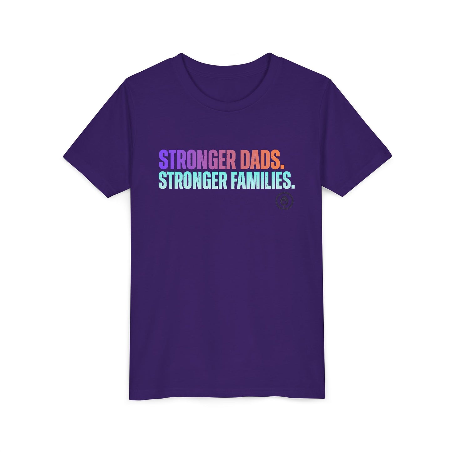 Youth Tee — "Stronger Dads. Stronger Families." Pastel Gradient Kids Shirt