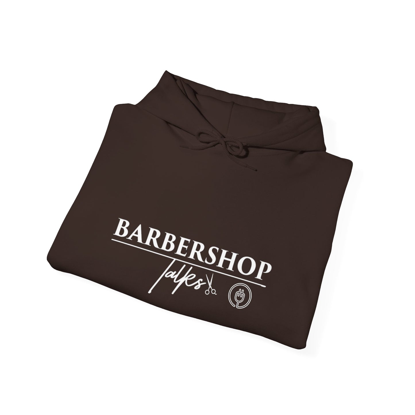 Barbershop Talk Logo White Adult Hoodie