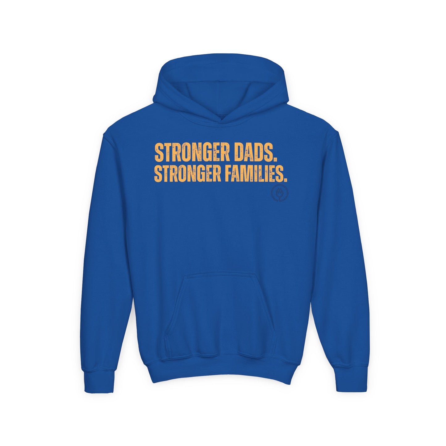 Youth Hoodie — "Stronger Dads. Stronger Families." Motivational Kids Pullover