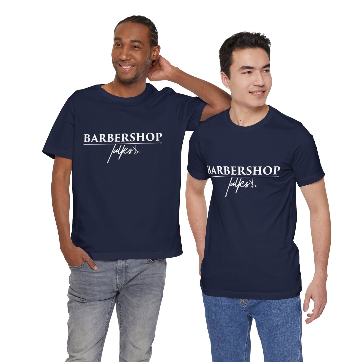 Barbershop Talk Tee — Casual Barber Shop Graphic T-Shirt