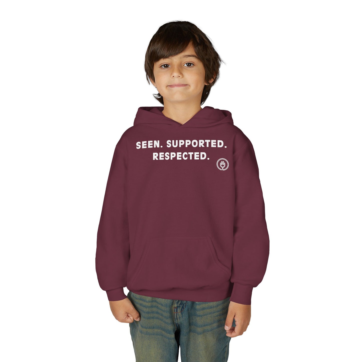 Youth Hoodie — "Seen. Supported. Respected." Empowerment Pullover