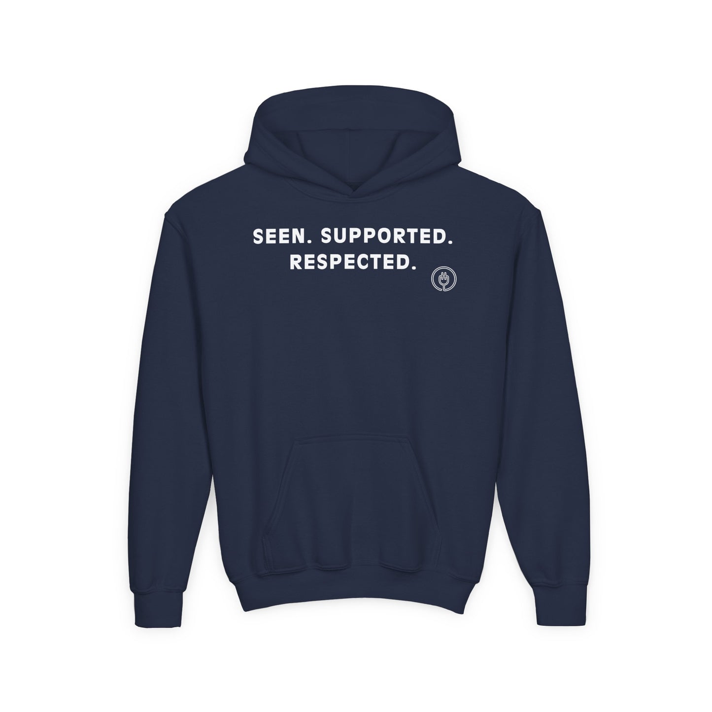 Youth Hoodie — "Seen. Supported. Respected." Empowerment Pullover