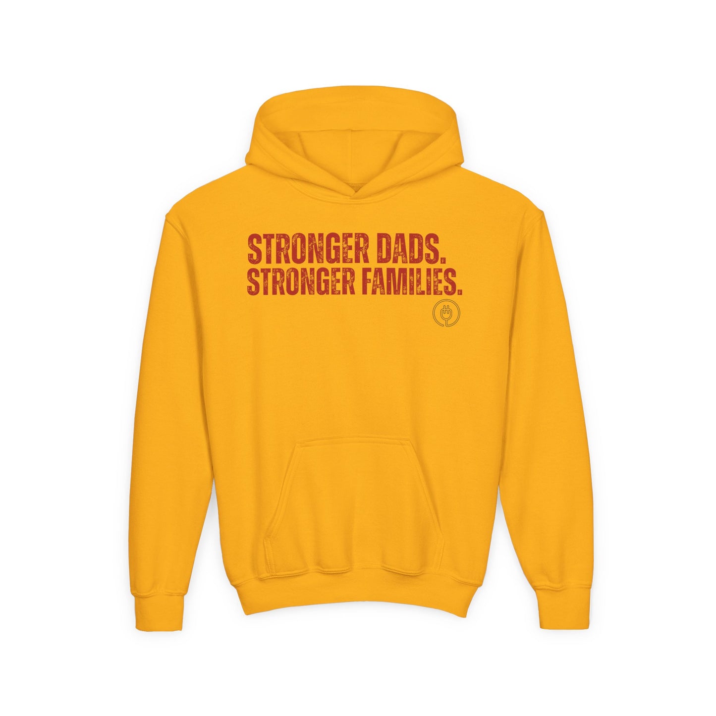 Youth Hoodie — "Stronger Dads, Stronger Families." Motivational Kids Pullover