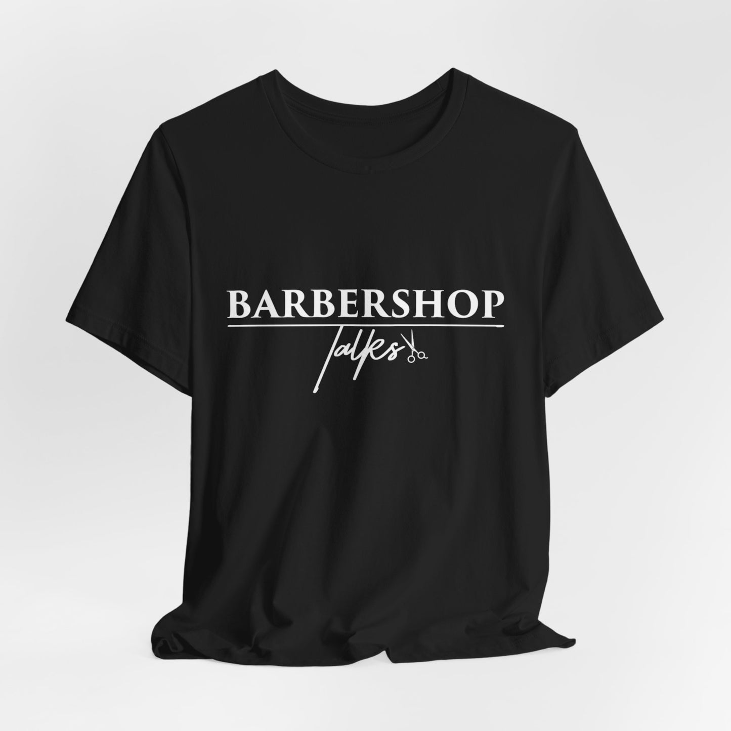 Barbershop Talk Tee — Casual Barber Shop Graphic T-Shirt