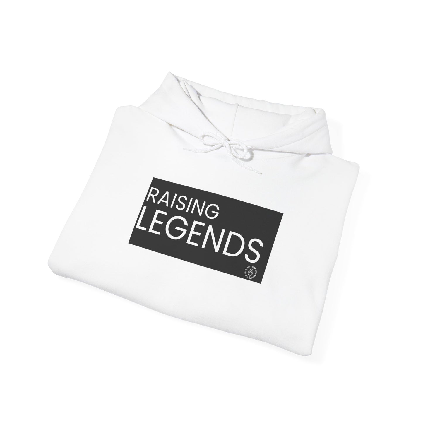 Raising Legends Hoodie - Bold Black Box Text Sweatshirt for Parents & Mentors