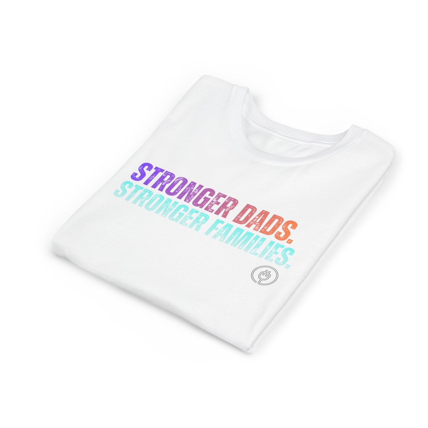 Youth Tee — "Stronger Dads. Stronger Families." Pastel Gradient Kids Shirt