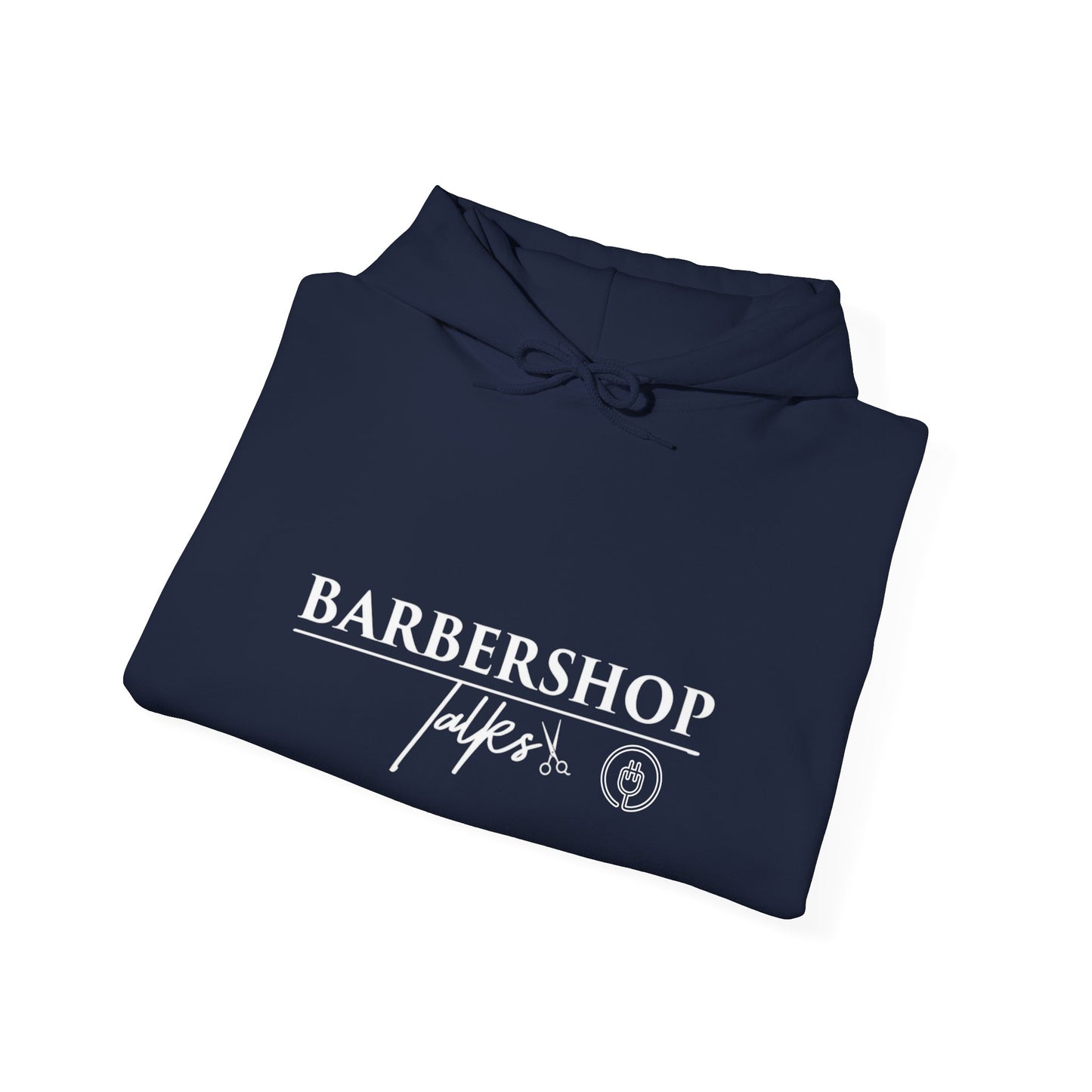 Barbershop Talk Logo White Adult Hoodie