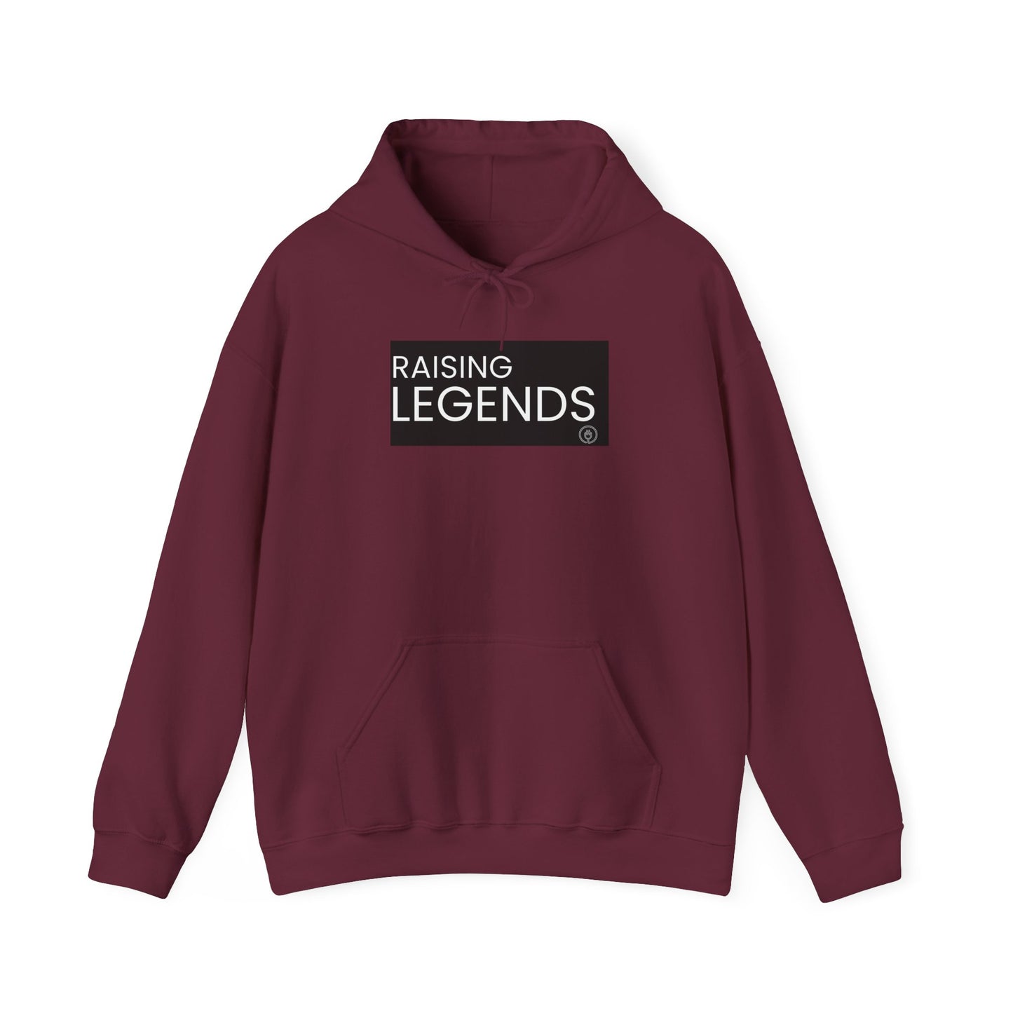 Raising Legends Hoodie - Bold Black Box Text Sweatshirt for Parents & Mentors