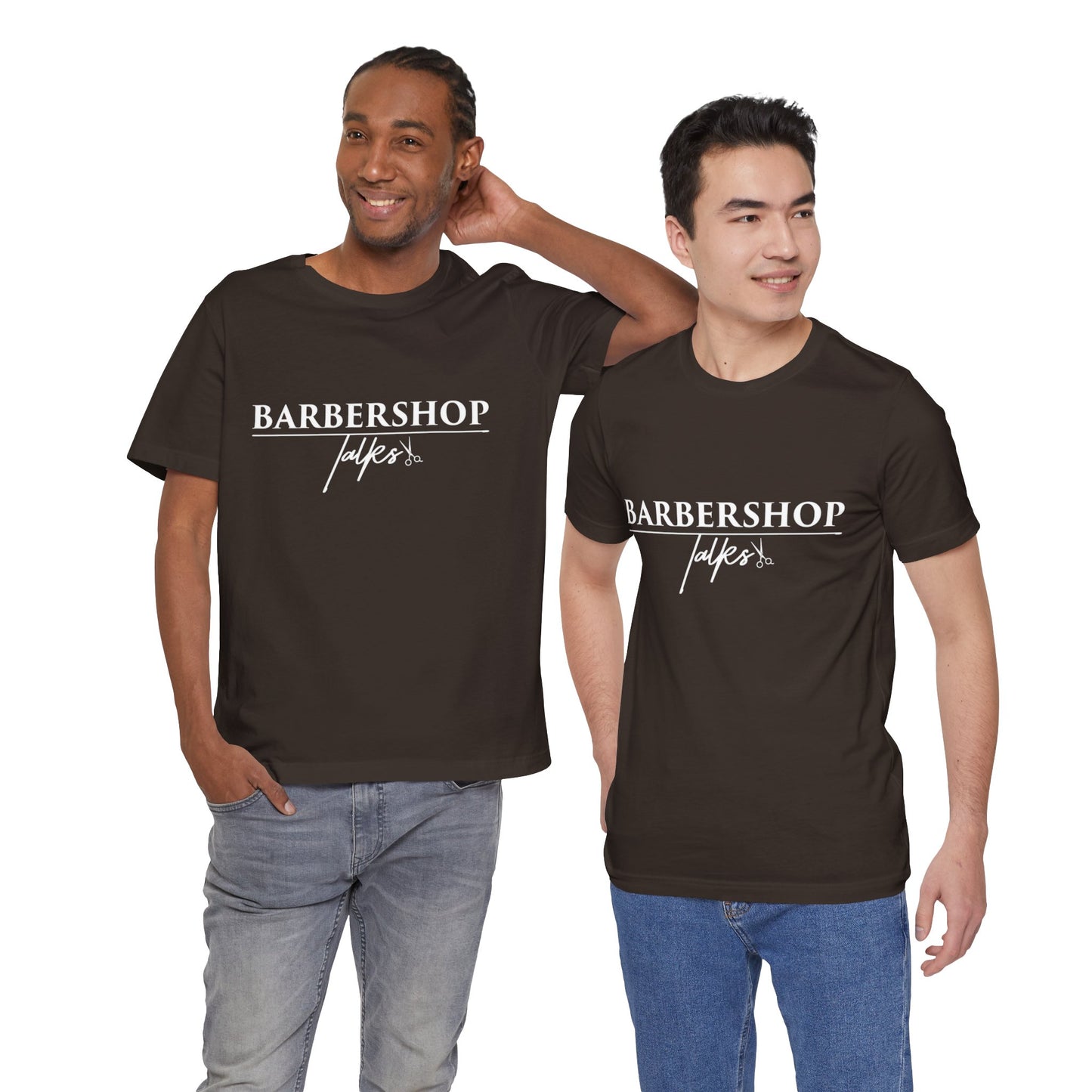 Barbershop Talk Tee — Casual Barber Shop Graphic T-Shirt