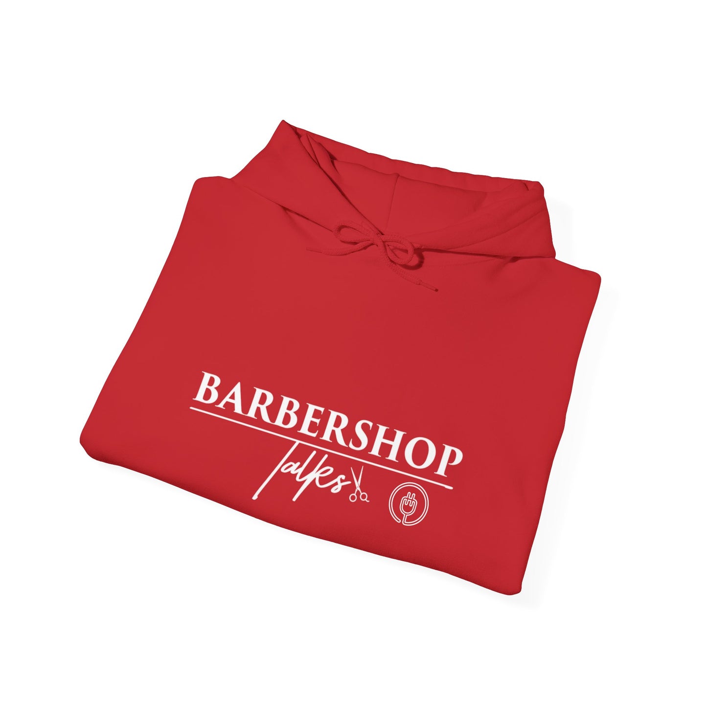 Barbershop Talk Logo White Adult Hoodie