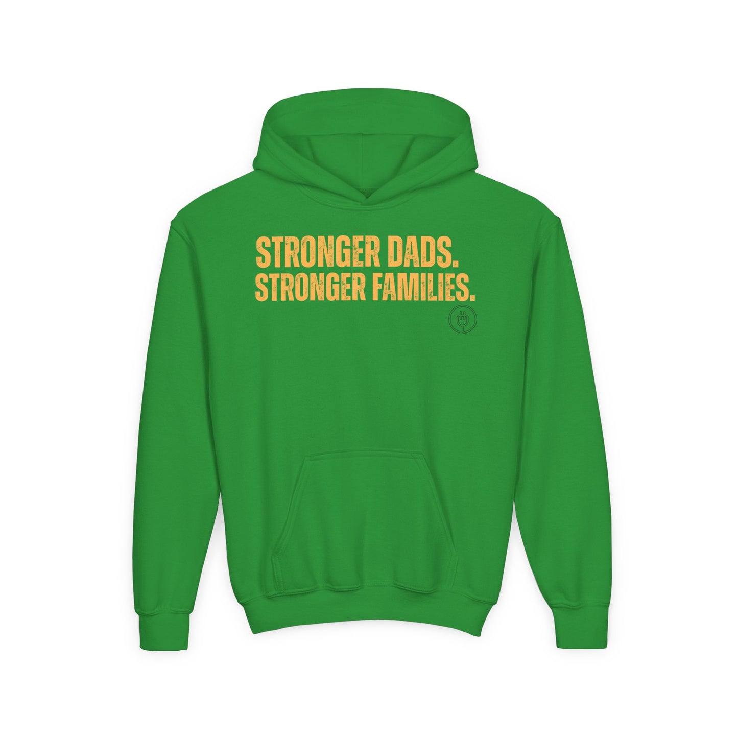 Youth Hoodie — "Stronger Dads. Stronger Families." Motivational Kids Pullover