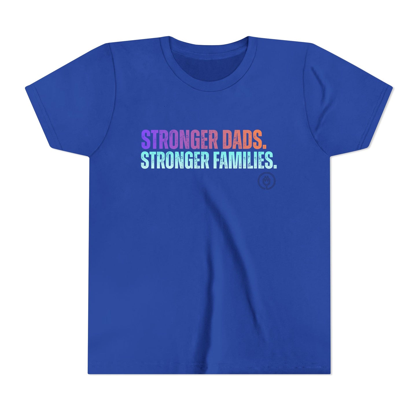 Youth Tee — "Stronger Dads. Stronger Families." Pastel Gradient Kids Shirt
