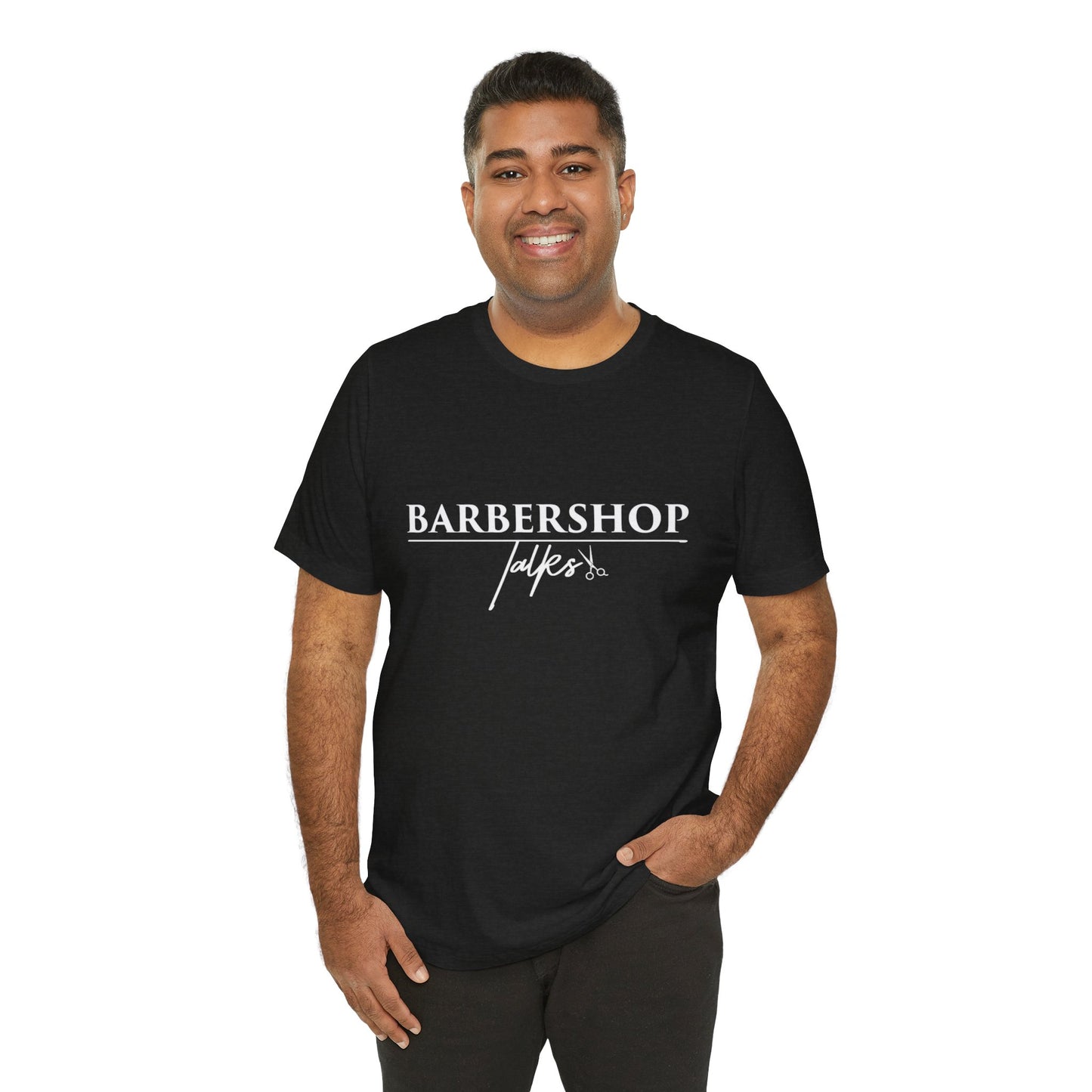 Barbershop Talk Tee — Casual Barber Shop Graphic T-Shirt