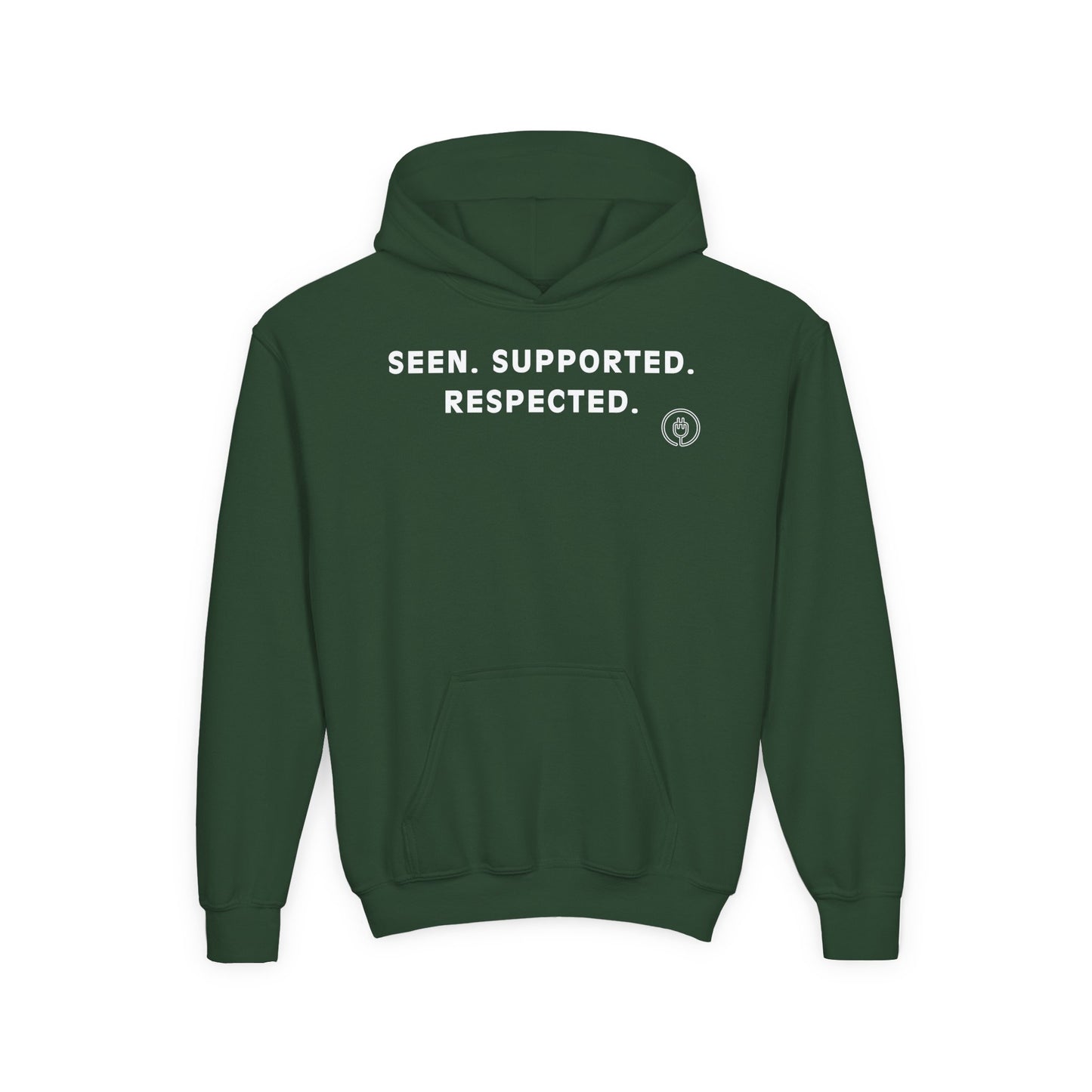 Youth Hoodie — "Seen. Supported. Respected." Empowerment Pullover