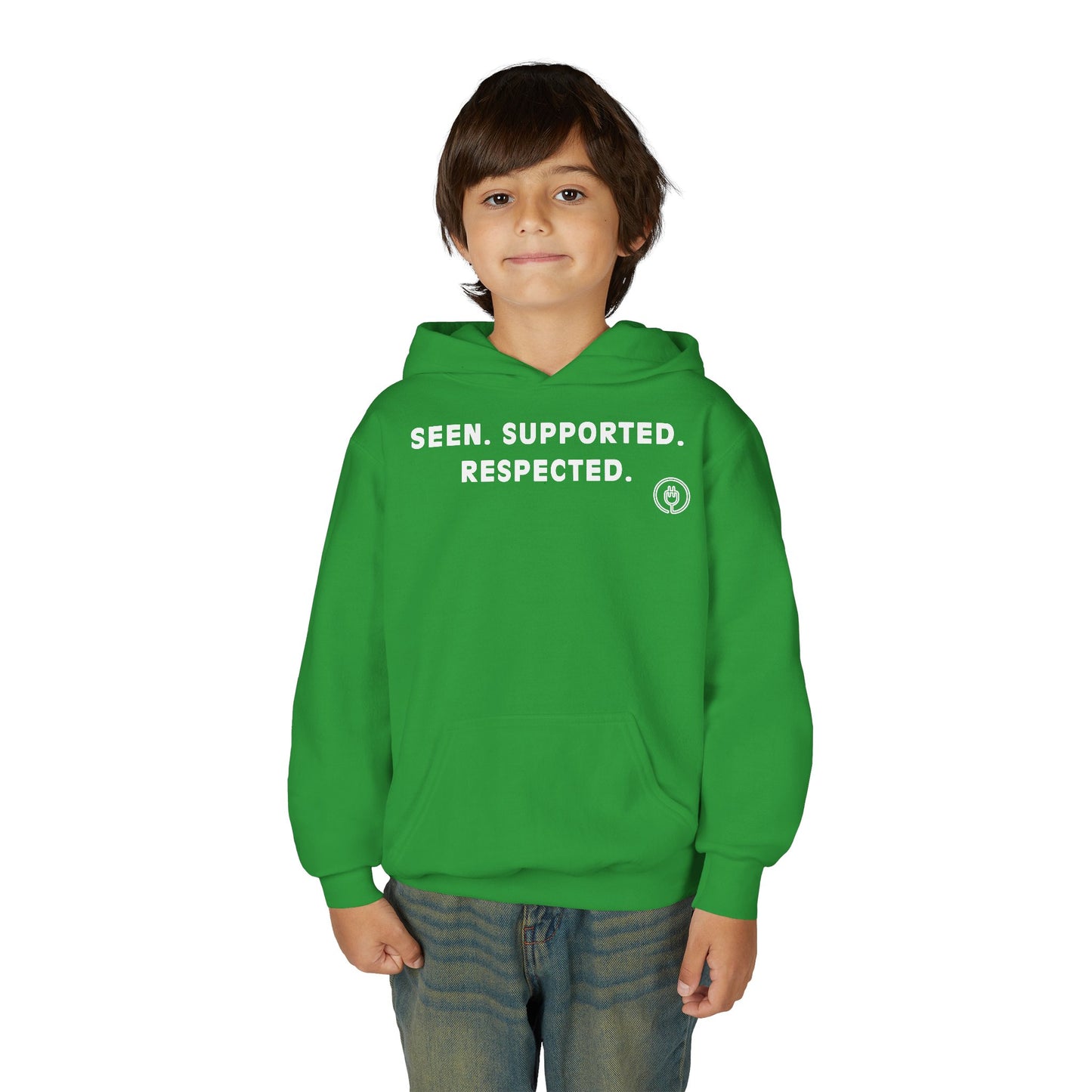 Youth Hoodie — "Seen. Supported. Respected." Empowerment Pullover
