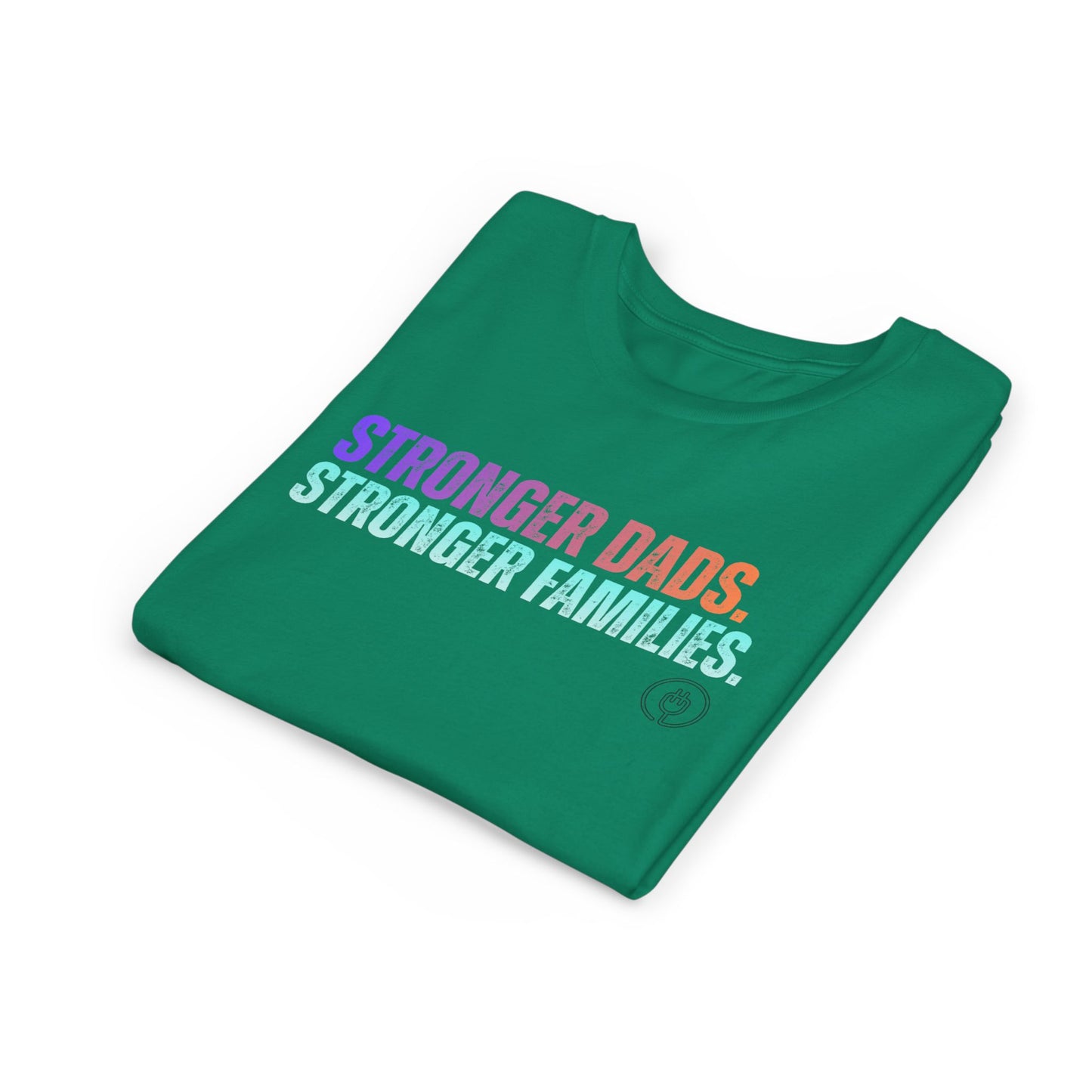 Youth Tee — "Stronger Dads. Stronger Families." Pastel Gradient Kids Shirt