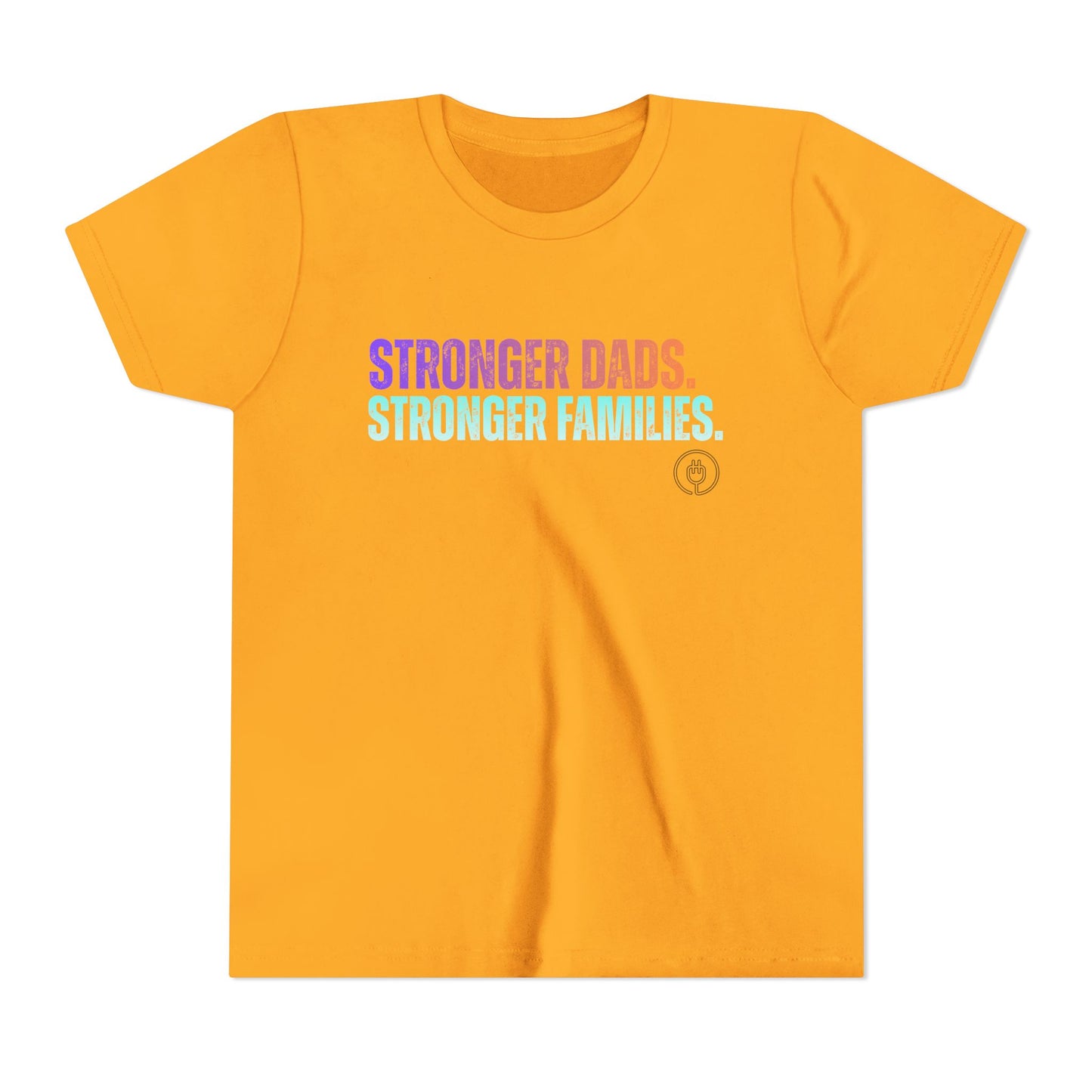 Youth Tee — "Stronger Dads. Stronger Families." Pastel Gradient Kids Shirt