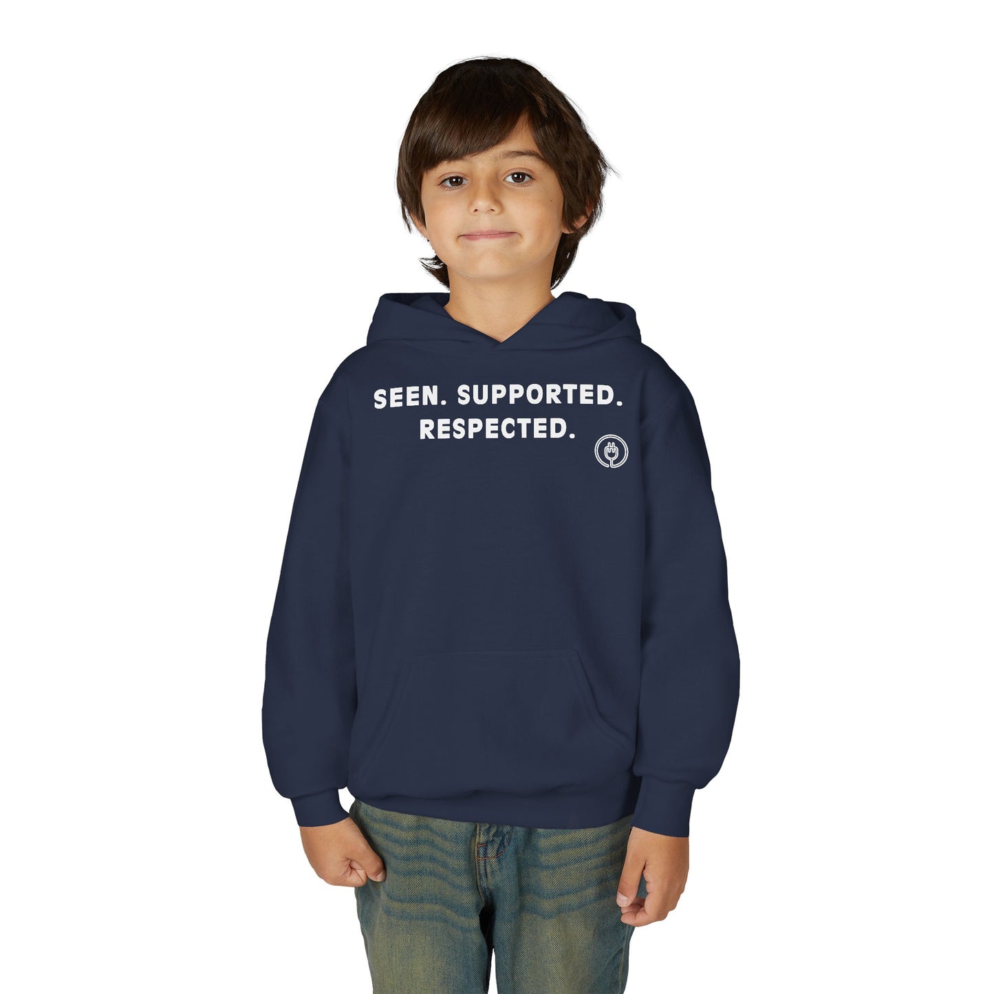 Youth Hoodie — "Seen. Supported. Respected." Empowerment Pullover