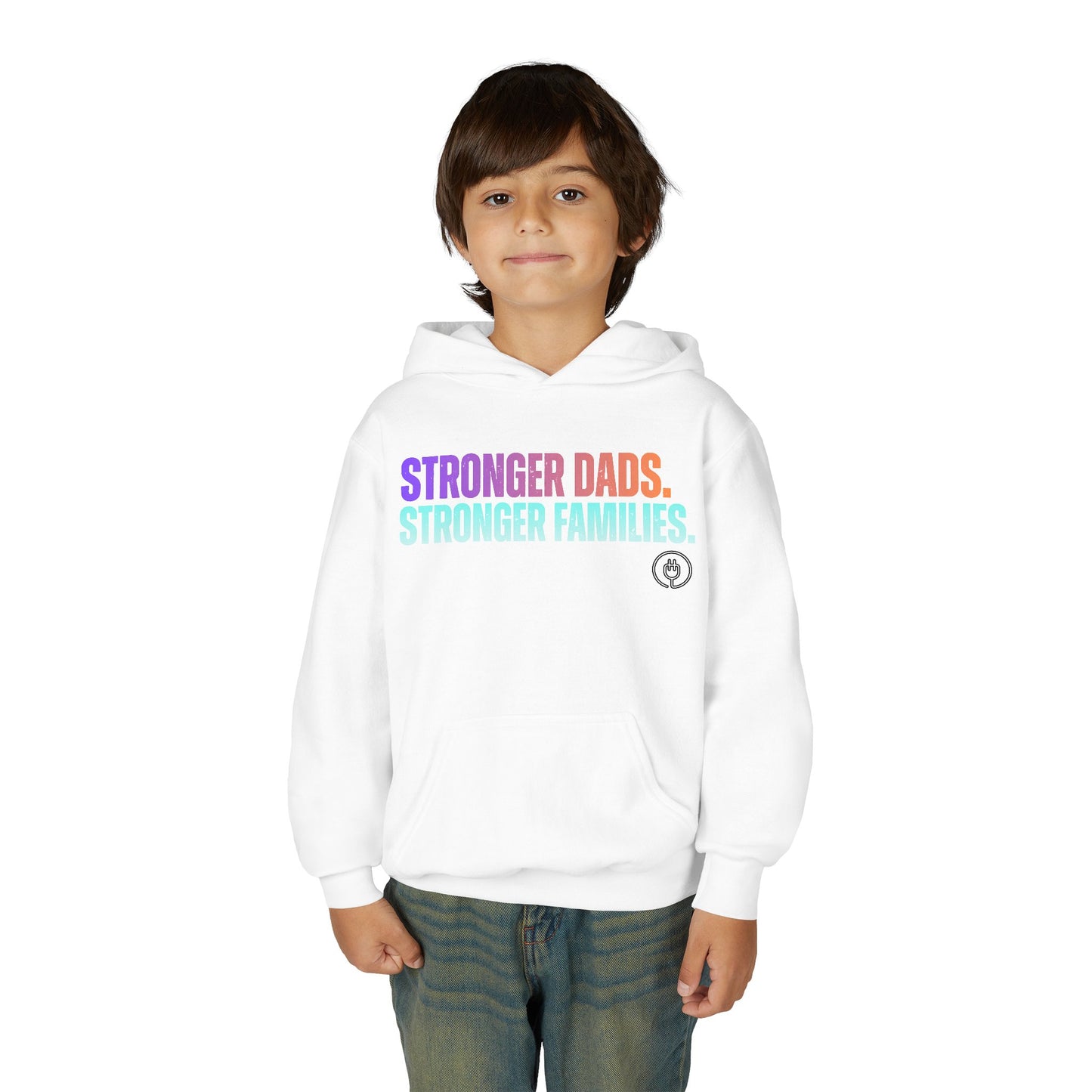 Youth Hoodie - "Stronger Dads. Stronger Families." Pastel Empowerment Pullover