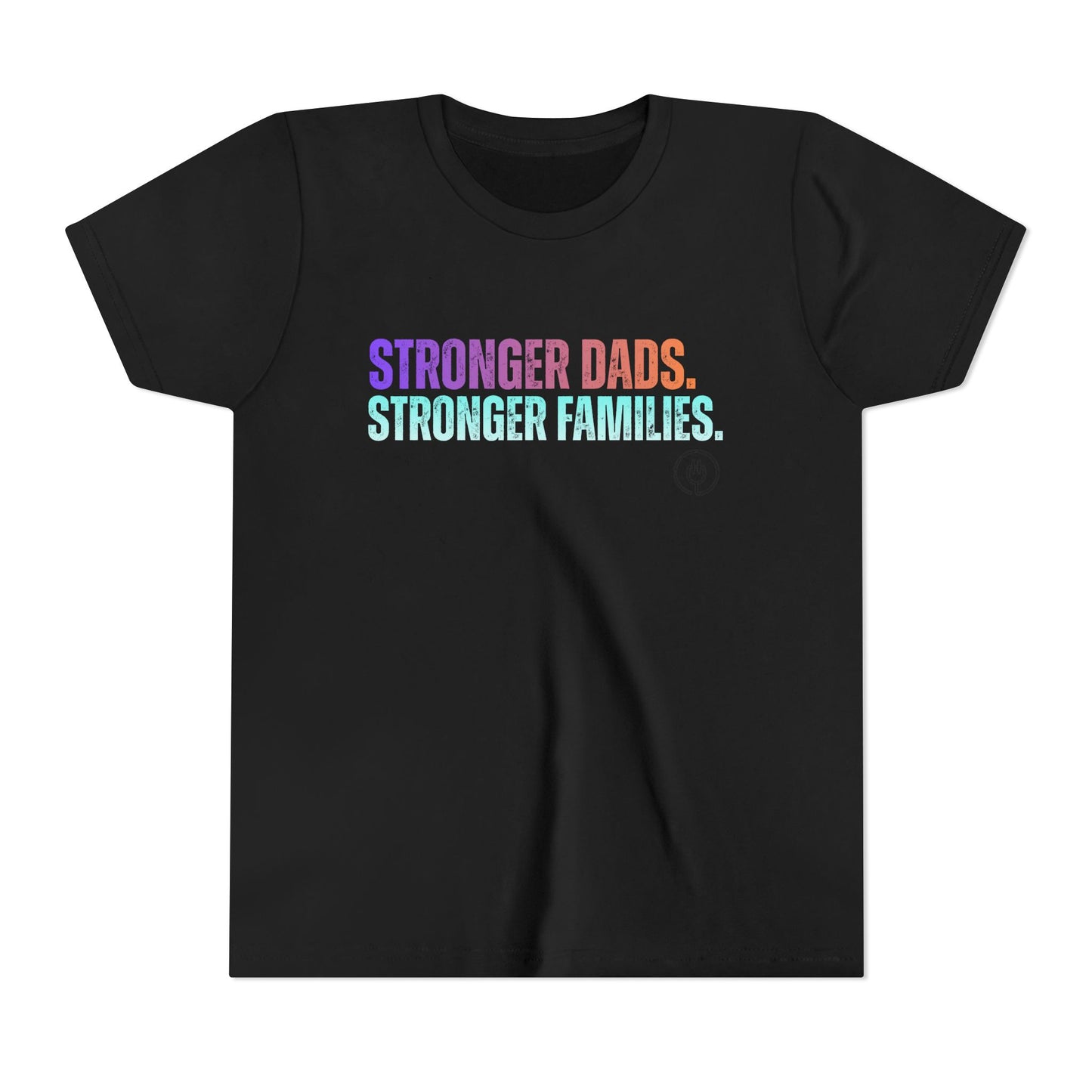 Youth Tee — "Stronger Dads. Stronger Families." Pastel Gradient Kids Shirt