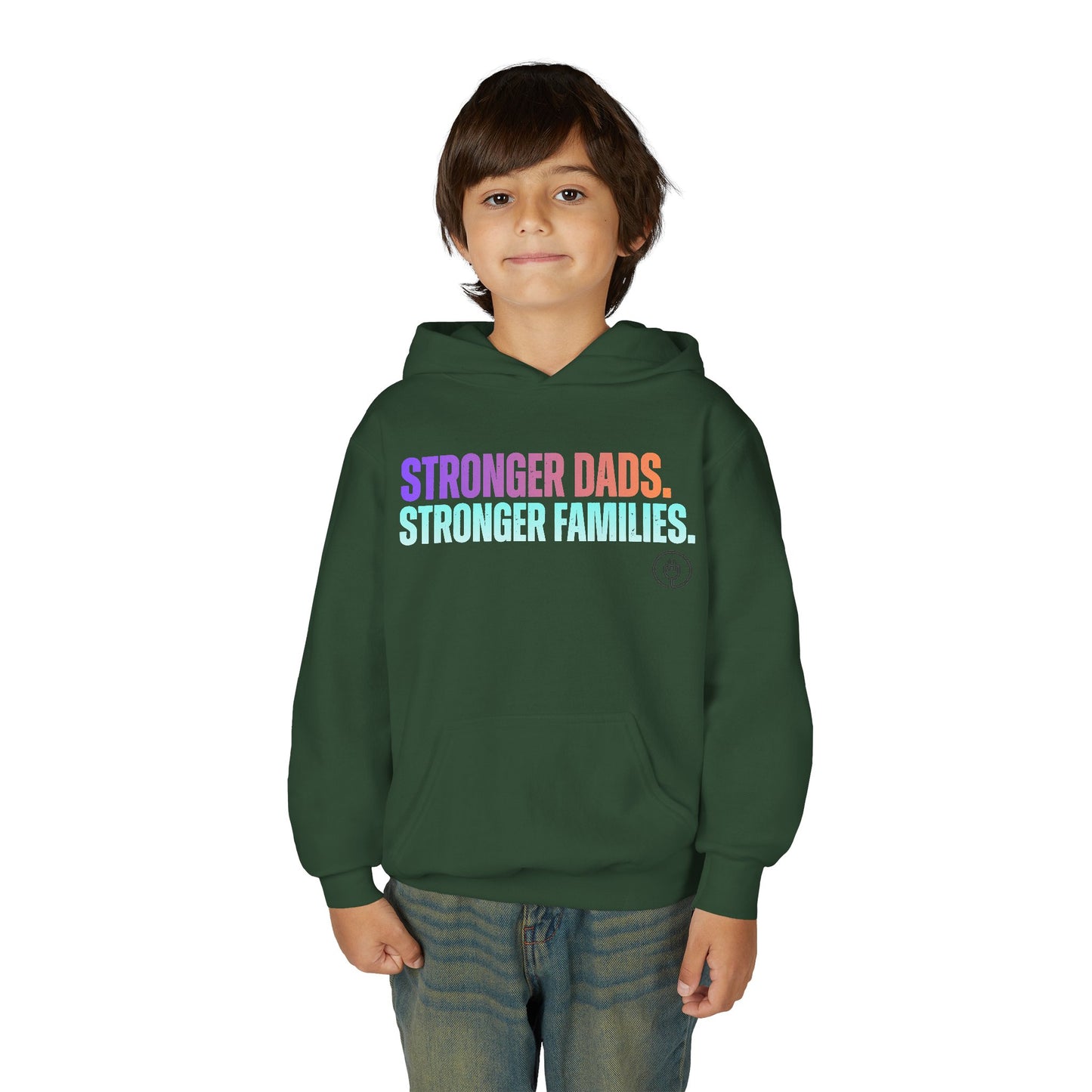Youth Hoodie - "Stronger Dads. Stronger Families." Pastel Empowerment Pullover