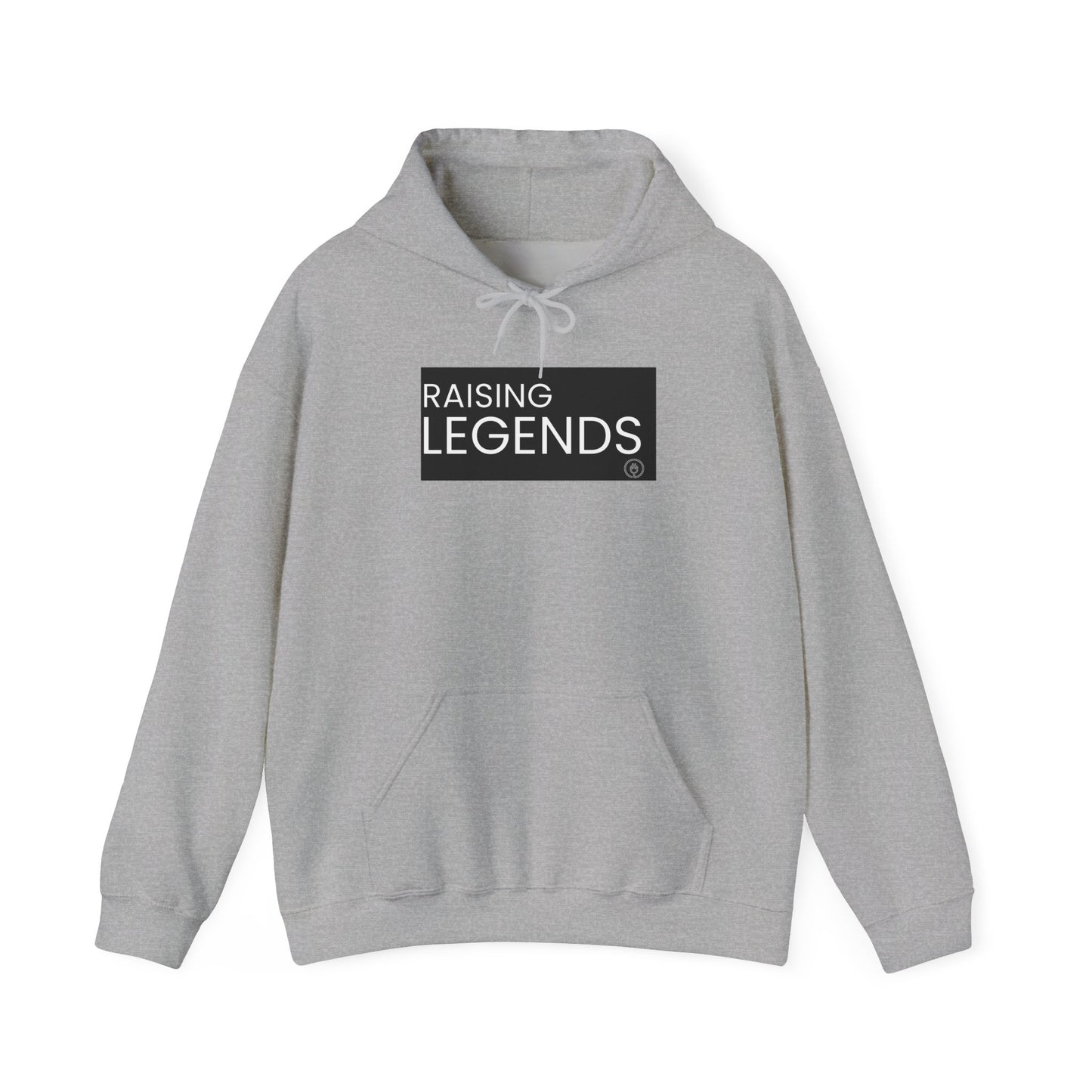 Raising Legends Hoodie - Bold Black Box Text Sweatshirt for Parents & Mentors