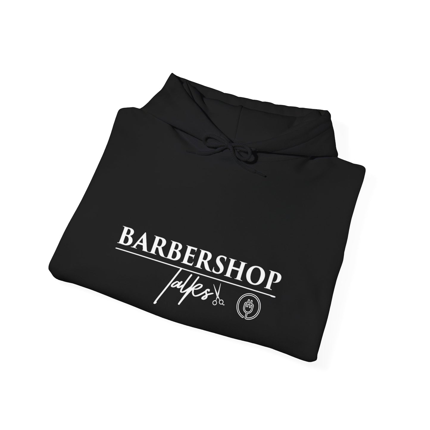 Barbershop Talk Logo White Adult Hoodie