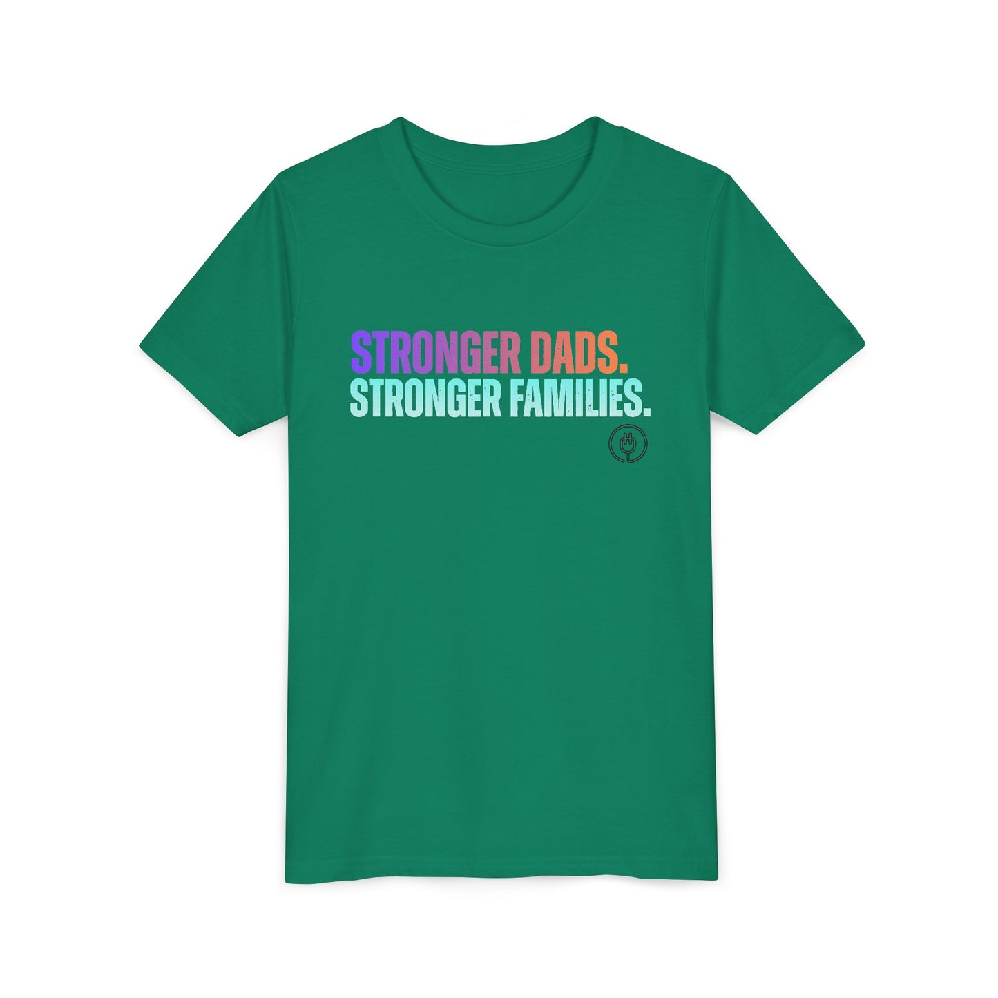 Youth Tee — "Stronger Dads. Stronger Families." Pastel Gradient Kids Shirt