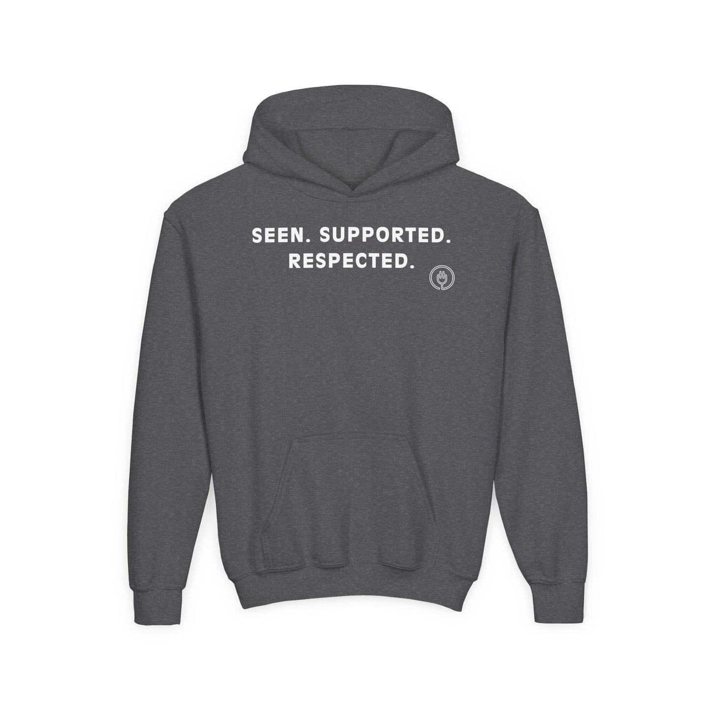 Youth Hoodie — "Seen. Supported. Respected." Empowerment Pullover