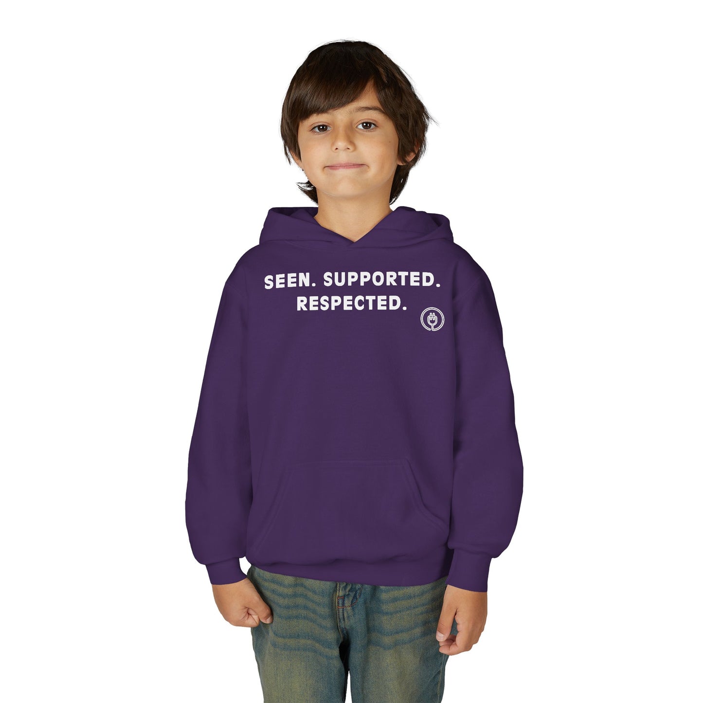 Youth Hoodie — "Seen. Supported. Respected." Empowerment Pullover