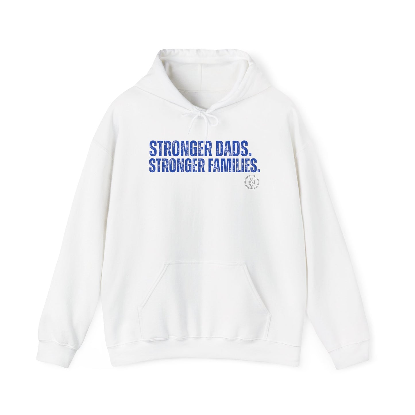Stronger Dads. Stronger Families. Blue Letter Adult Hoodie