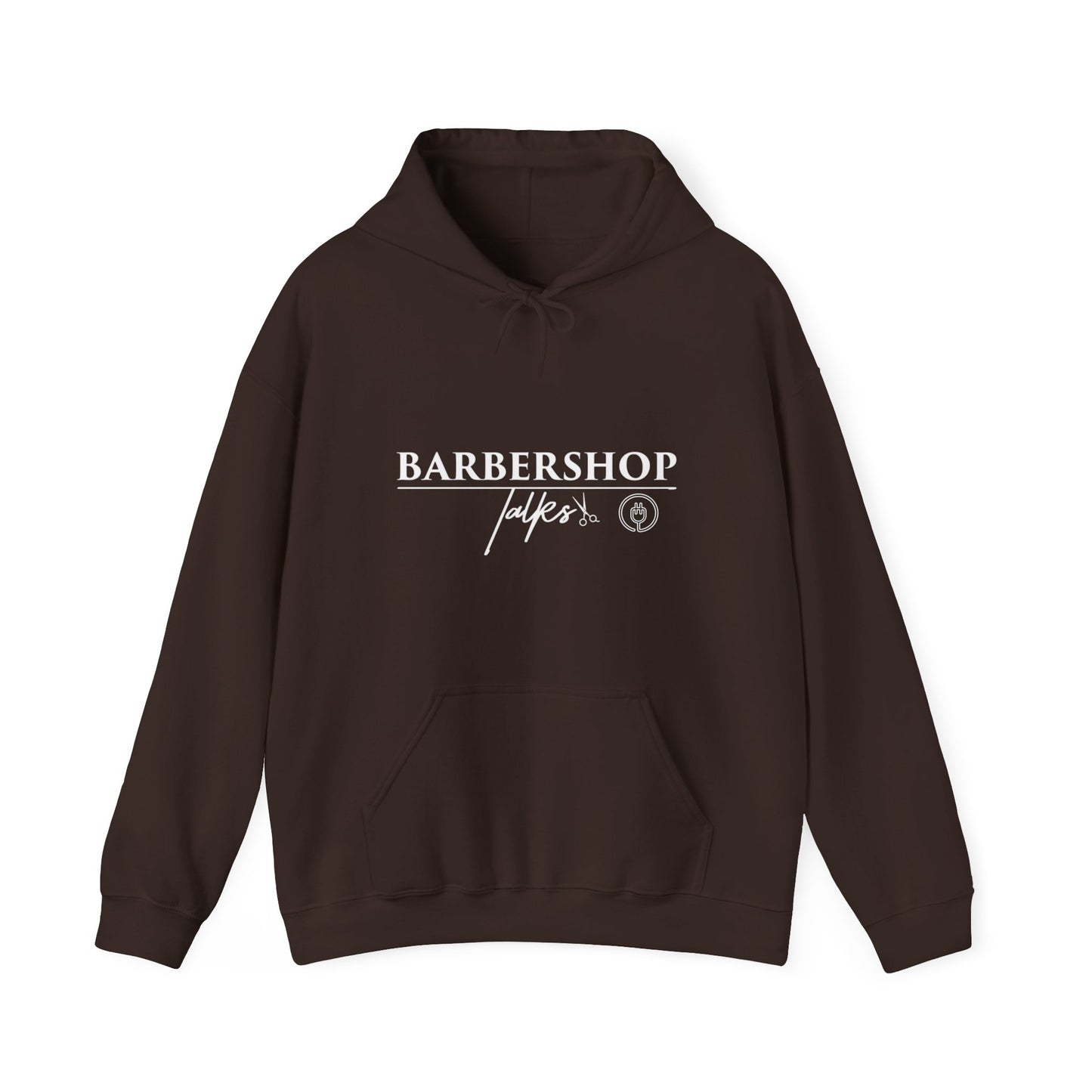 Barbershop Talk Logo White Adult Hoodie