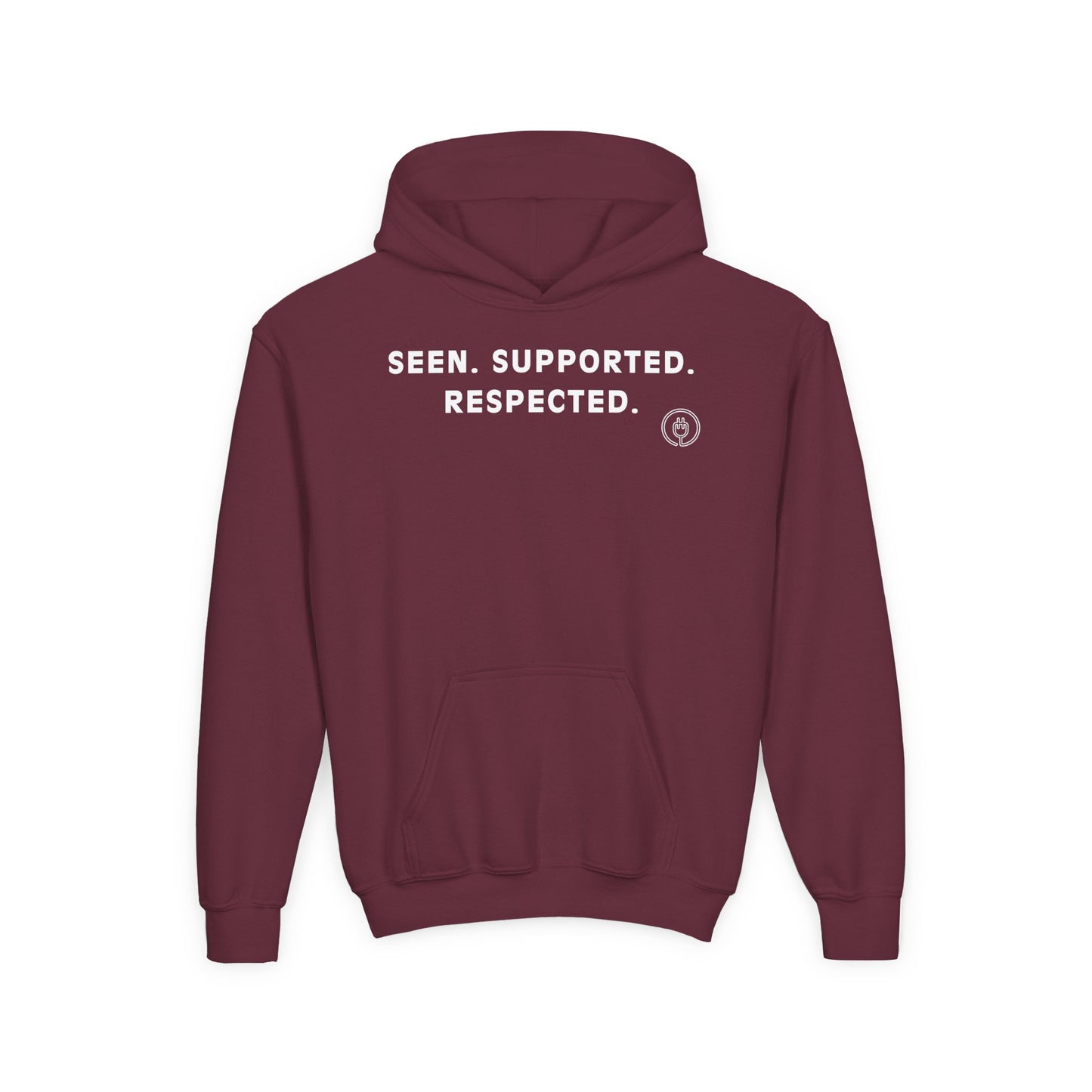 Youth Hoodie — "Seen. Supported. Respected." Empowerment Pullover