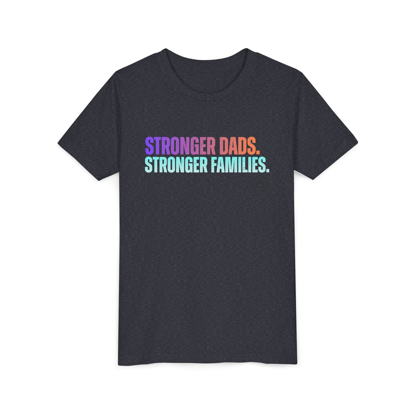 Youth Tee — "Stronger Dads. Stronger Families." Pastel Gradient Kids Shirt