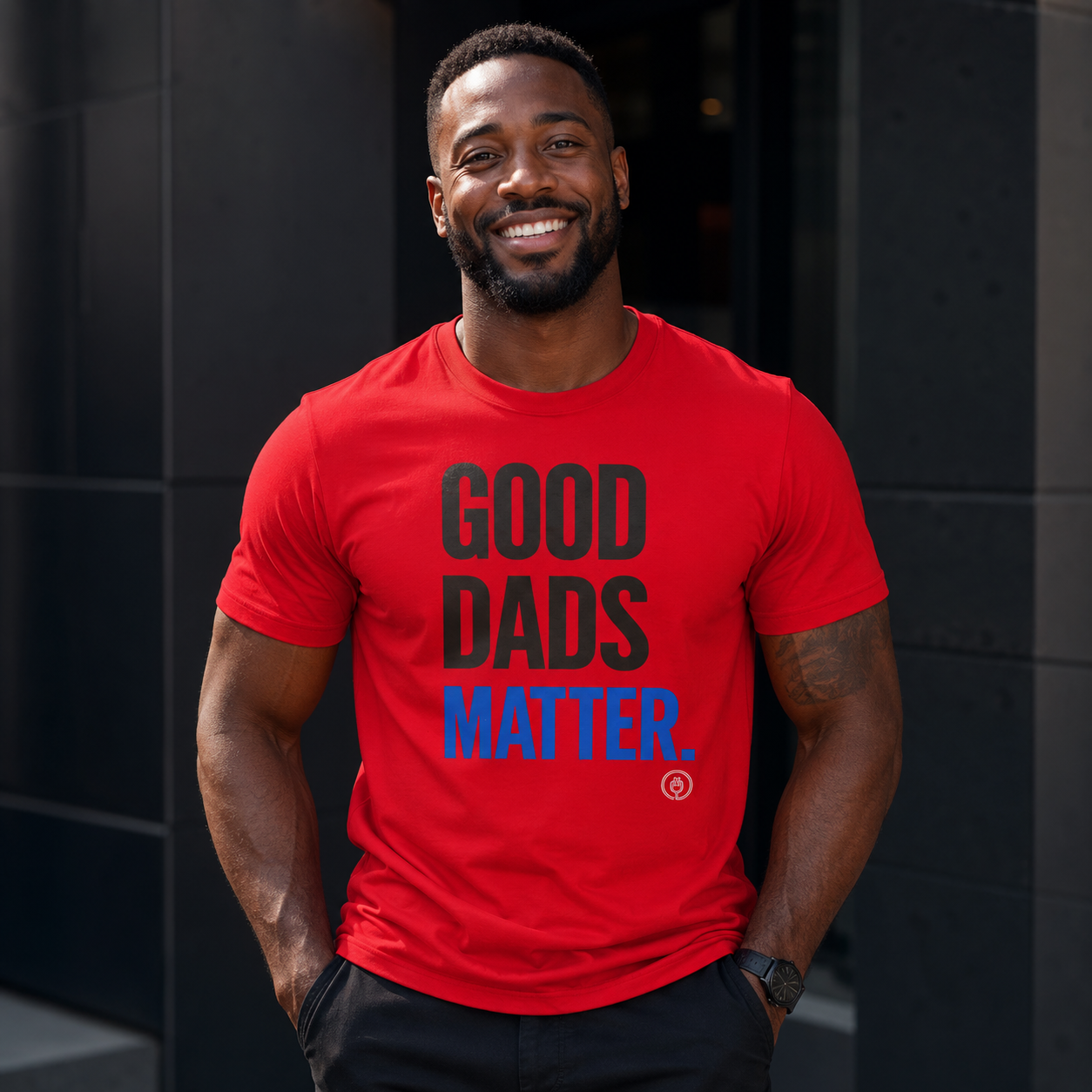 Good Dads Matter Blue & Black Letters Adult Shirt