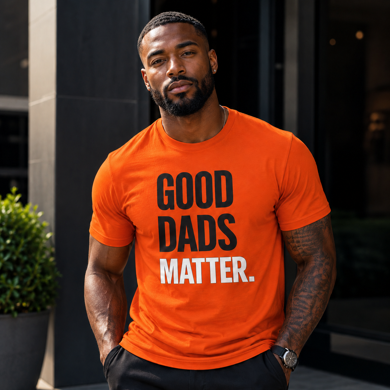 Good Dads Matter White & Black Letters Adult Shirt