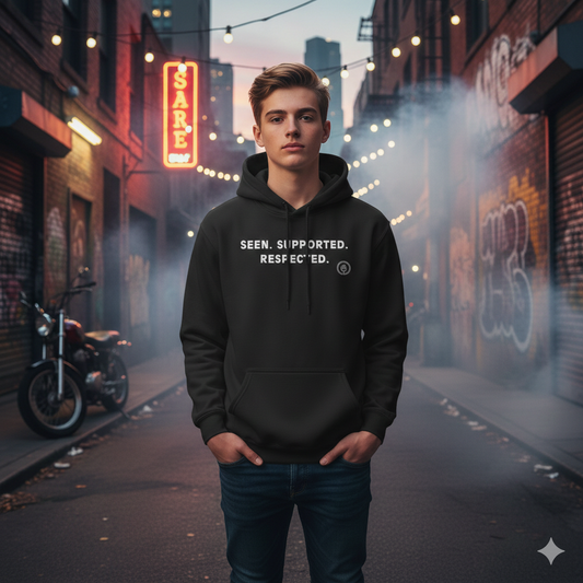 Youth Hoodie — "Seen. Supported. Respected." Empowerment Pullover