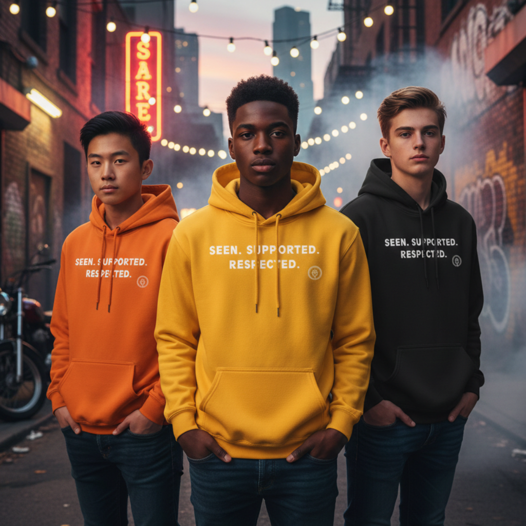 Youth Hoodie — "Seen. Supported. Respected." Empowerment Pullover