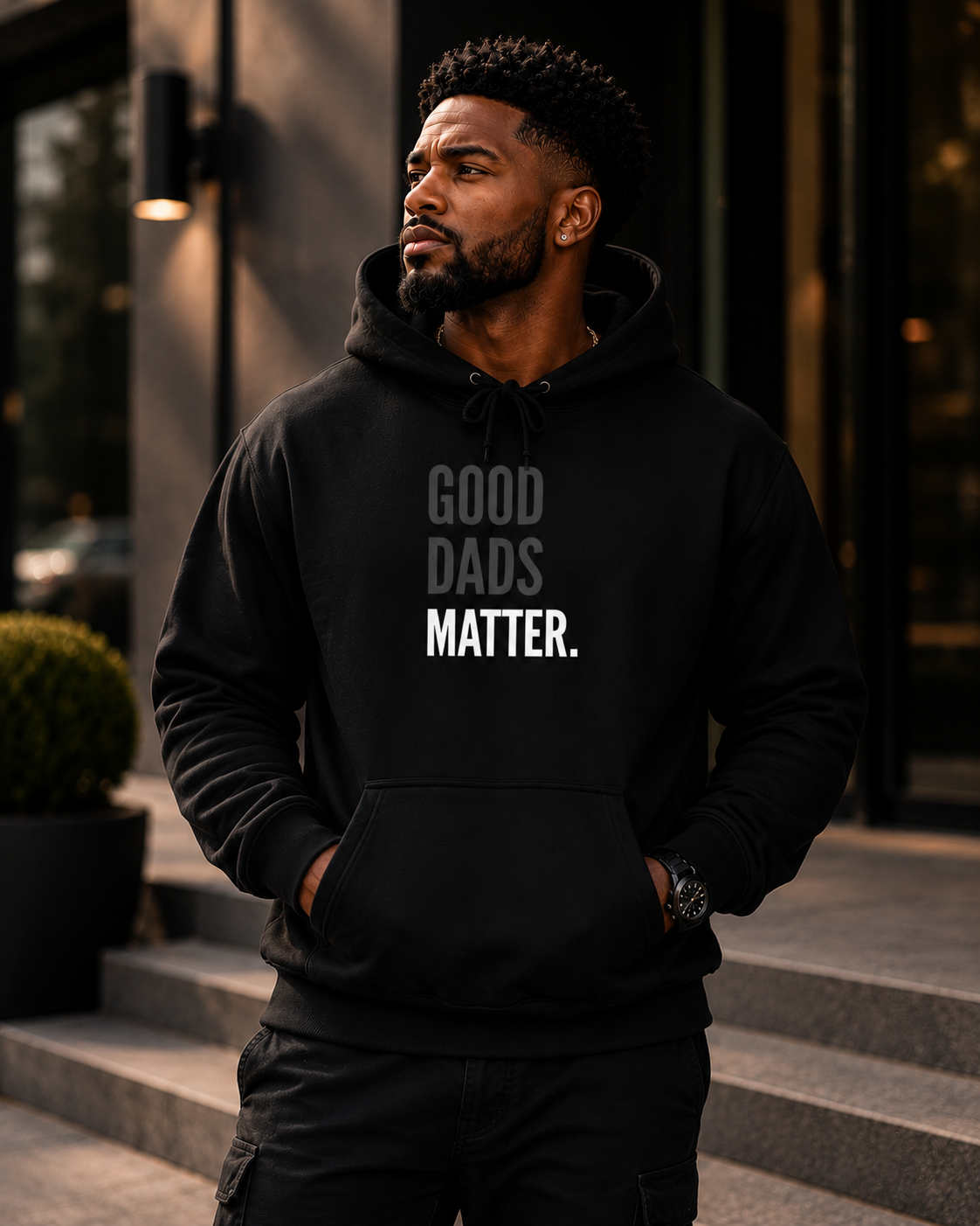 Good Dads Matter Black & White Adult Hoodie