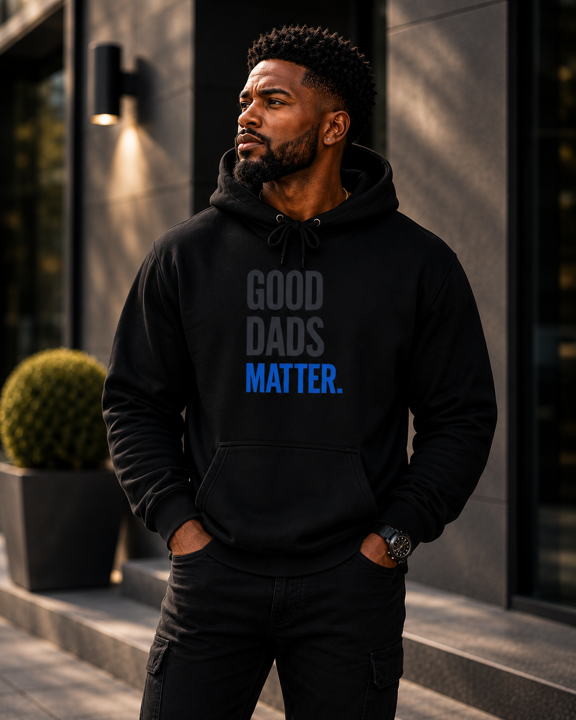 Good Dads Matter Black & Blue Adult Hoodie