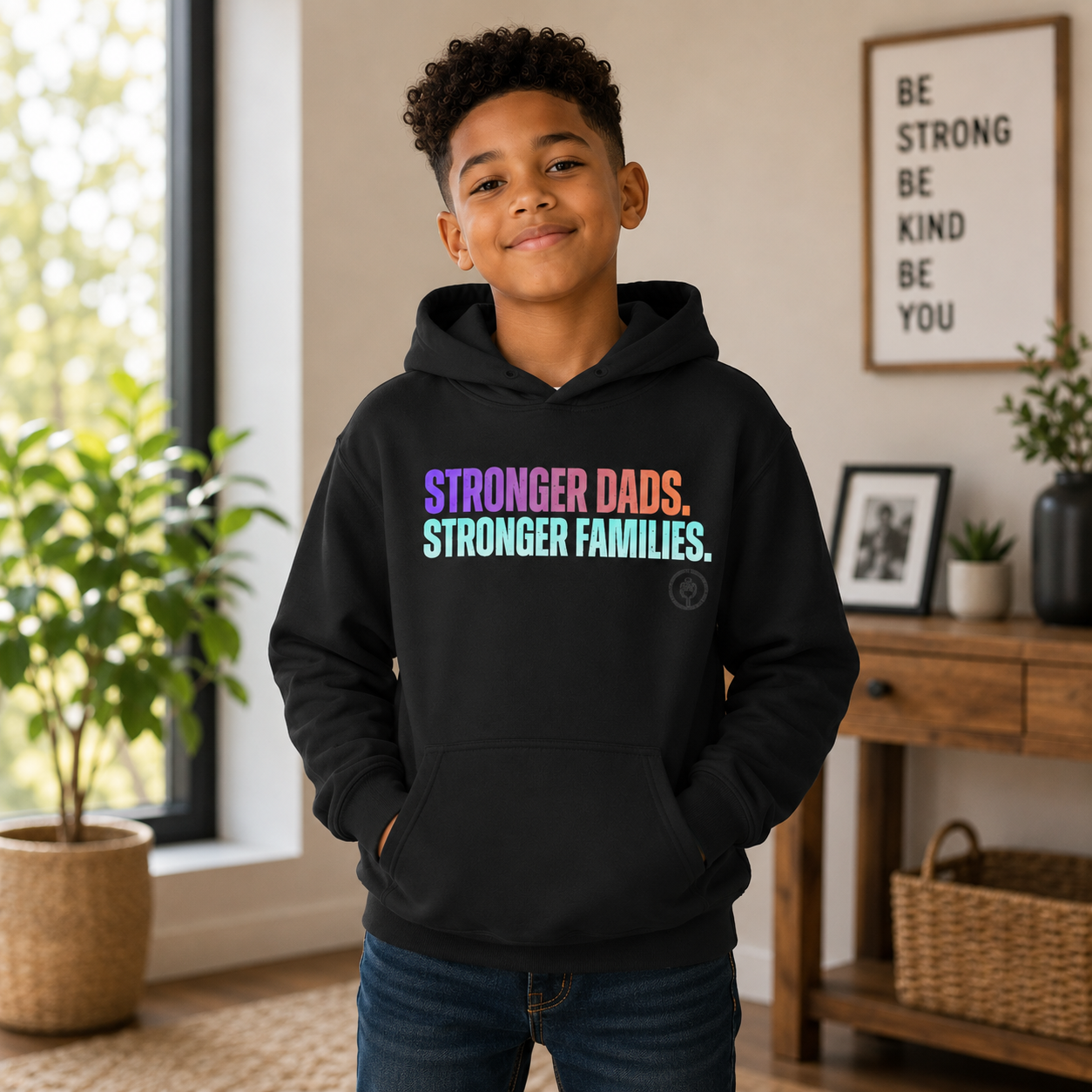 Stronger Dads. Stronger Families. Youth Pastel Hoodie