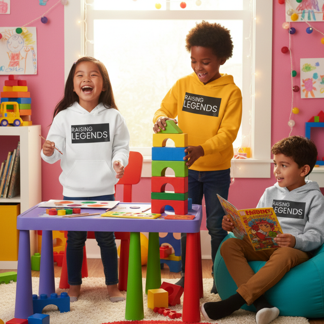 Youth Hoodie — "Raising Legends" Graphic Pullover for Kids